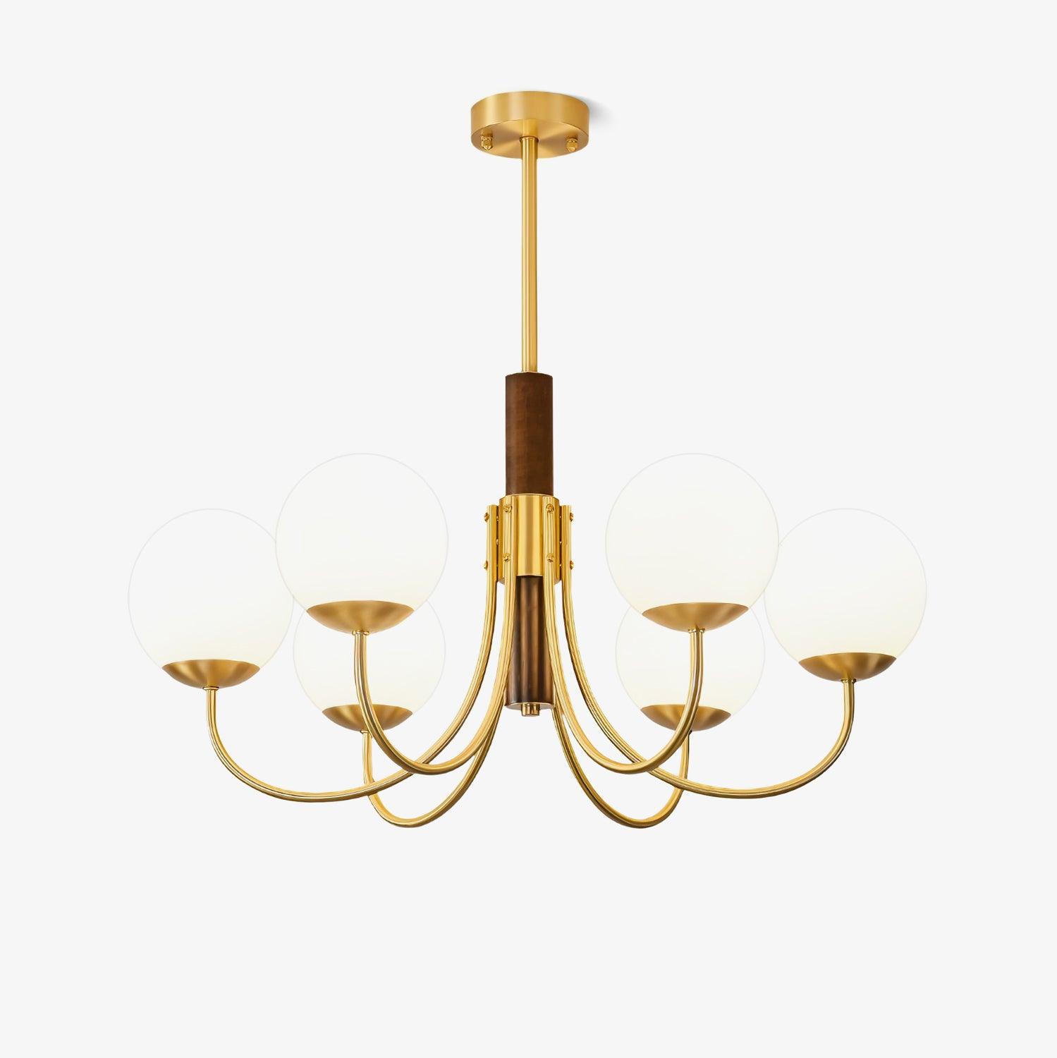Midas Touch Walnut Sphere Chandelier - Lumpaz