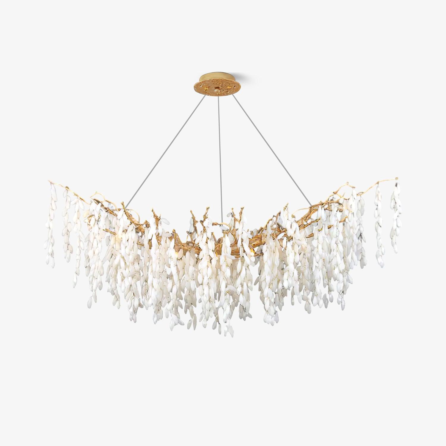 White Jade Branch Brass Chandelier - Lumpaz