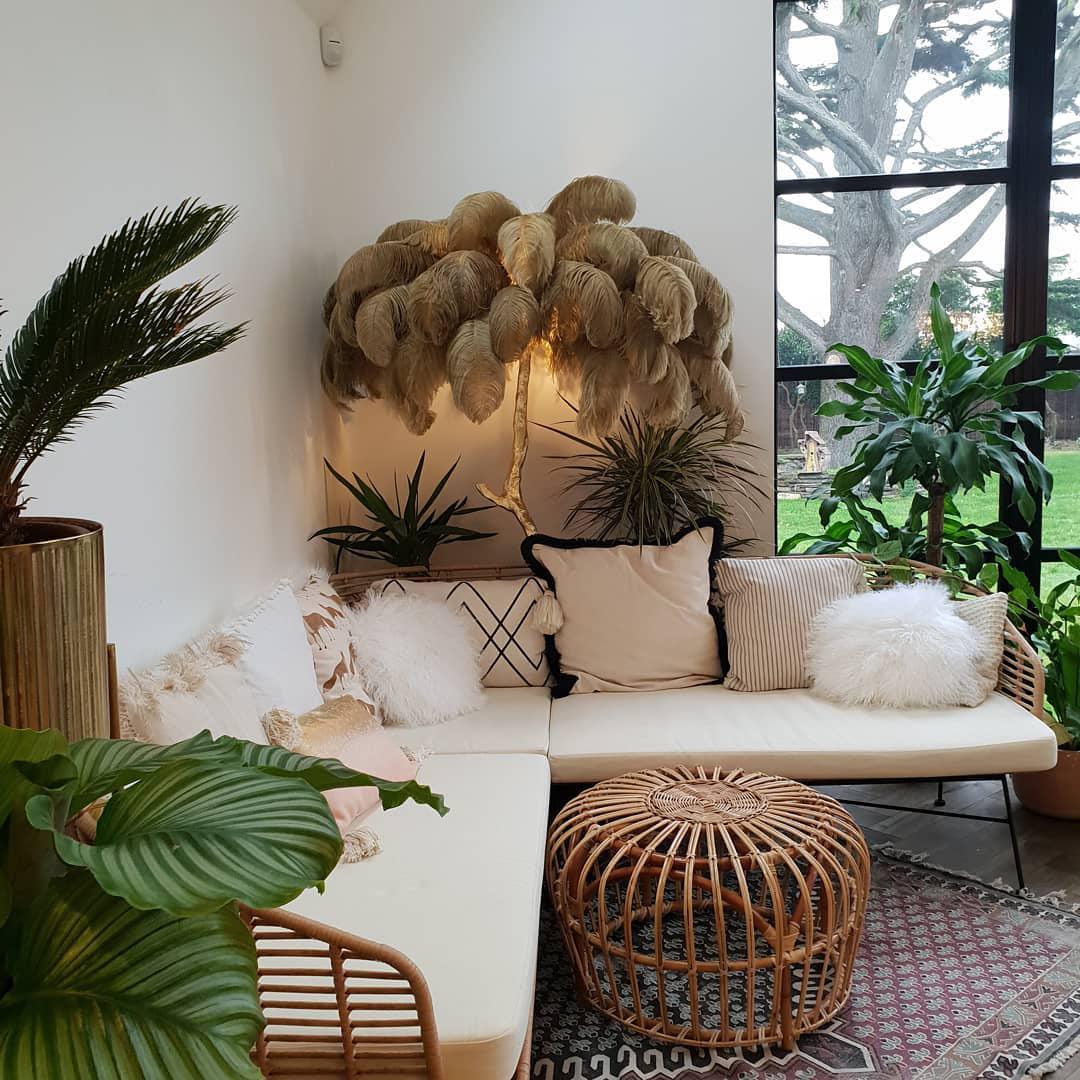 Ostrich Feather Brass Floor Lamp - Lumpaz