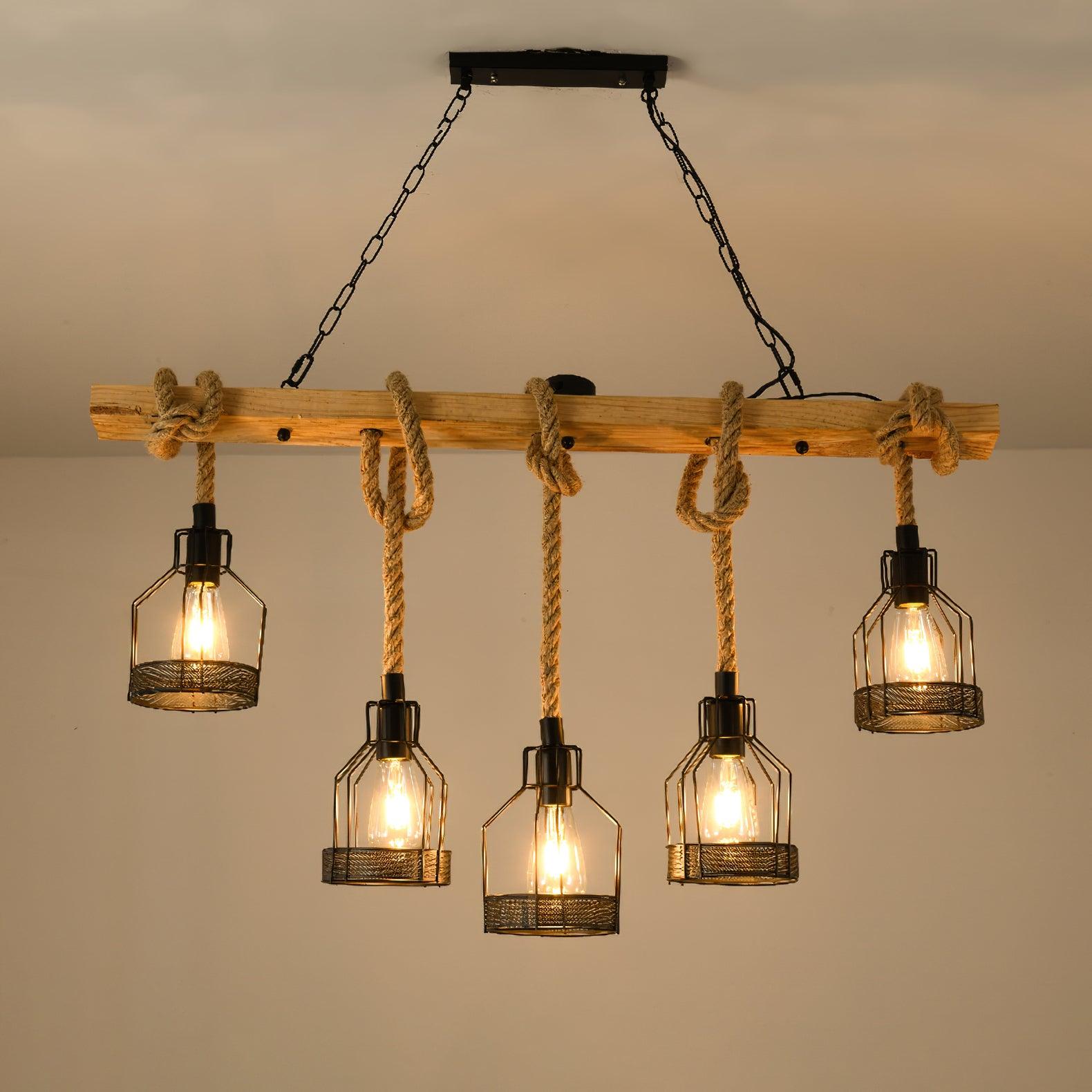 Hemp Rope Industrial Grenade Chandelier - Lumpaz