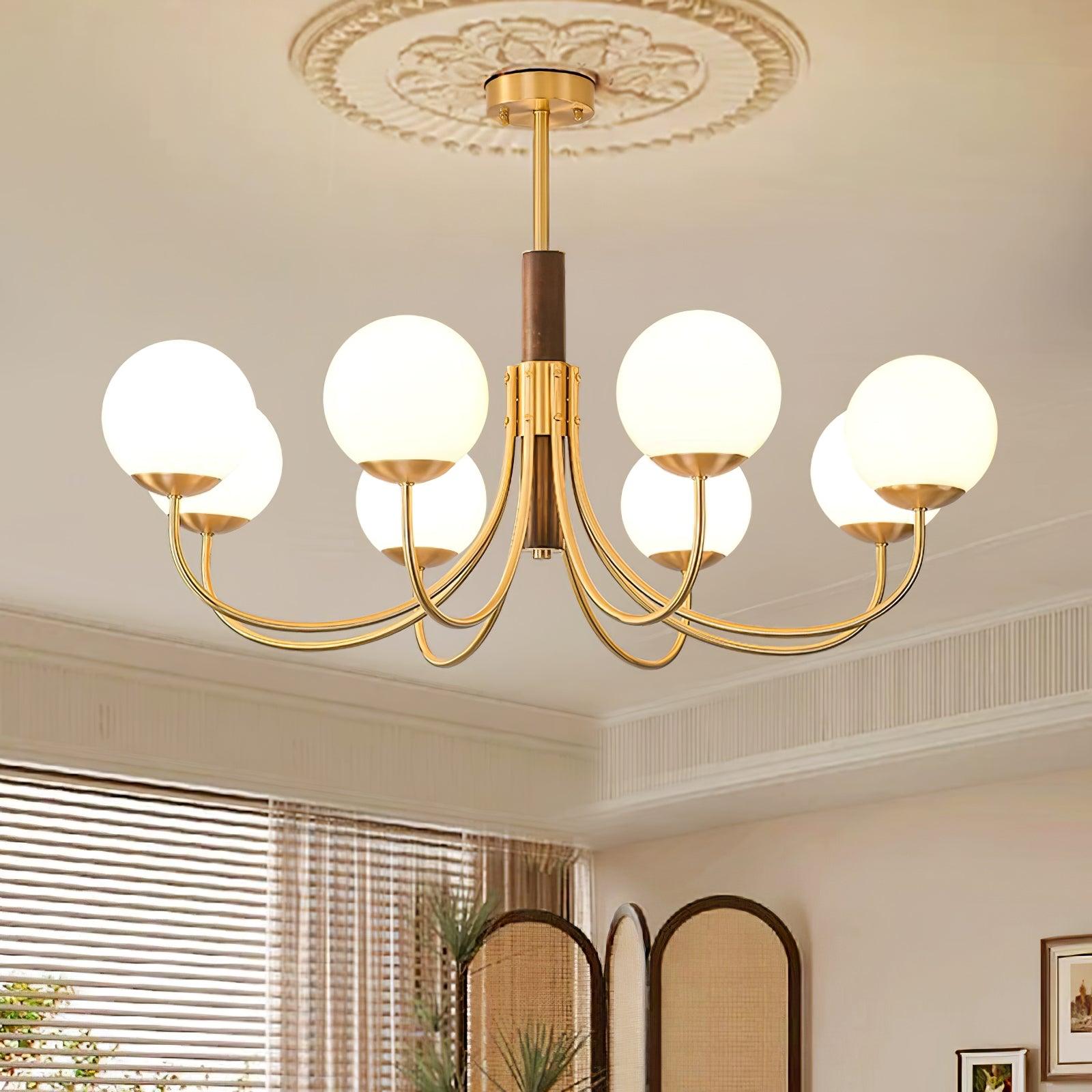 Midas Touch Walnut Sphere Chandelier - Lumpaz