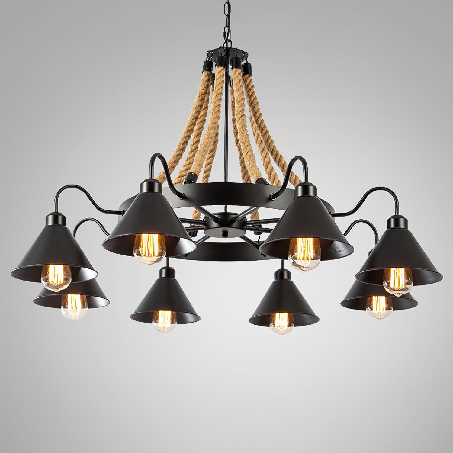 Hemp Rope Industrial Horn Chandelier - Lumpaz