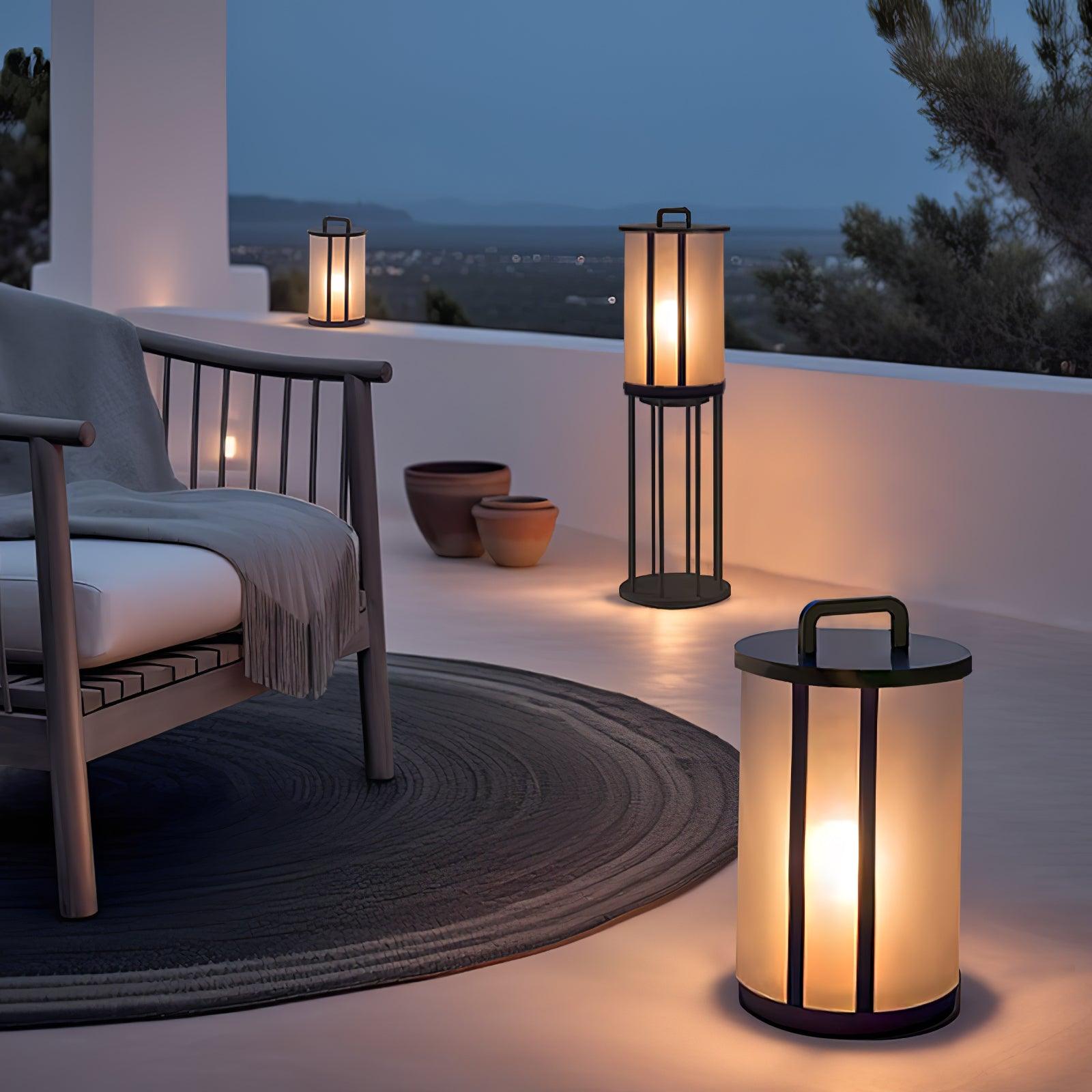 Round Pillar Acrylic Lantern Outdoor Lamp - Lumpaz