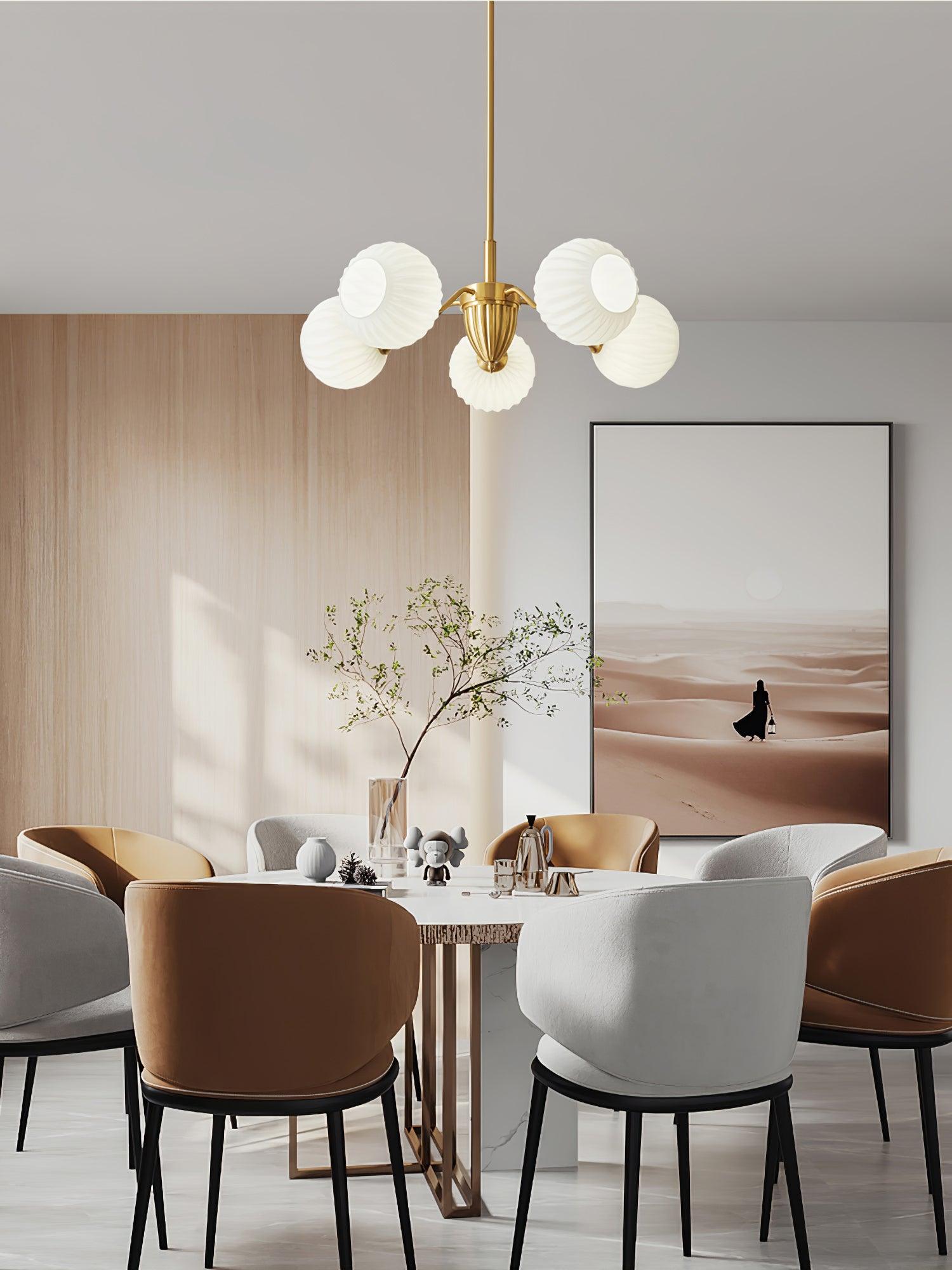 Ribbed Glass Ball Chandelier - Lumpaz