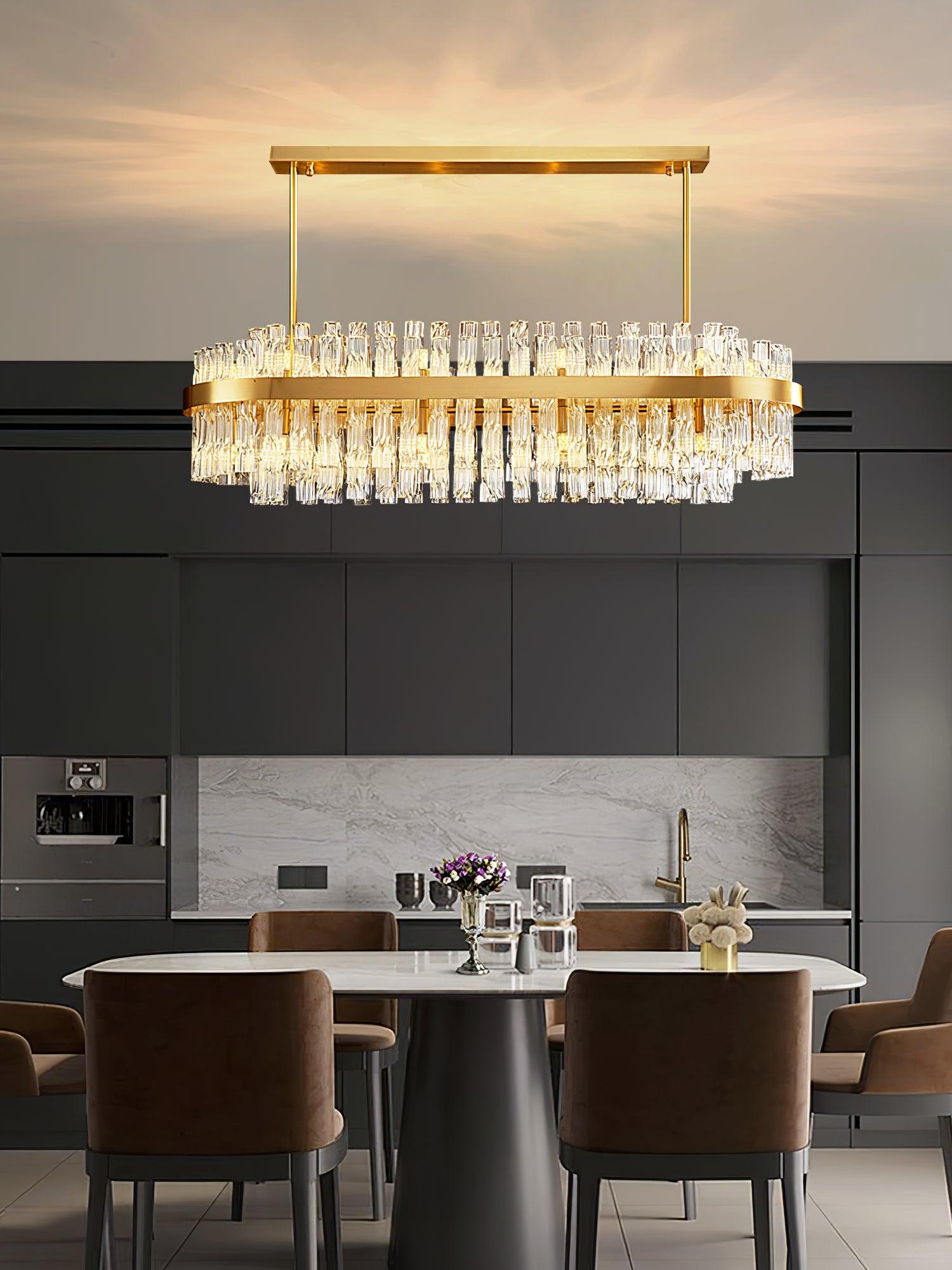 Gold & Clear Rod Chandelier - Lumpaz