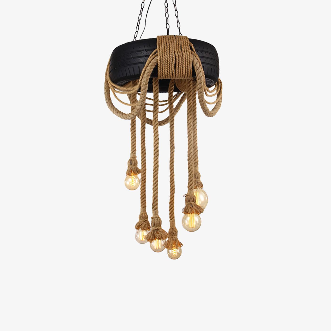 Hemp Rope Industrial Tire Chandelier - Lumpaz