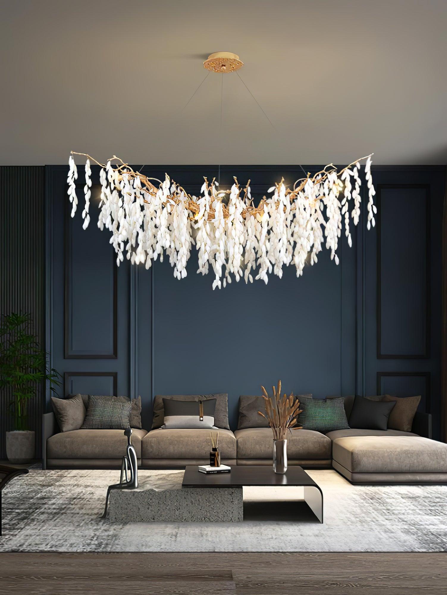 White Jade Branch Brass Chandelier - Lumpaz