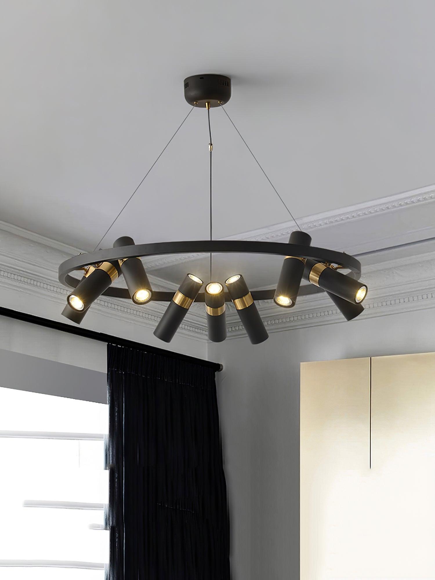 Black Mutil Pipe Chandelier - Lumpaz