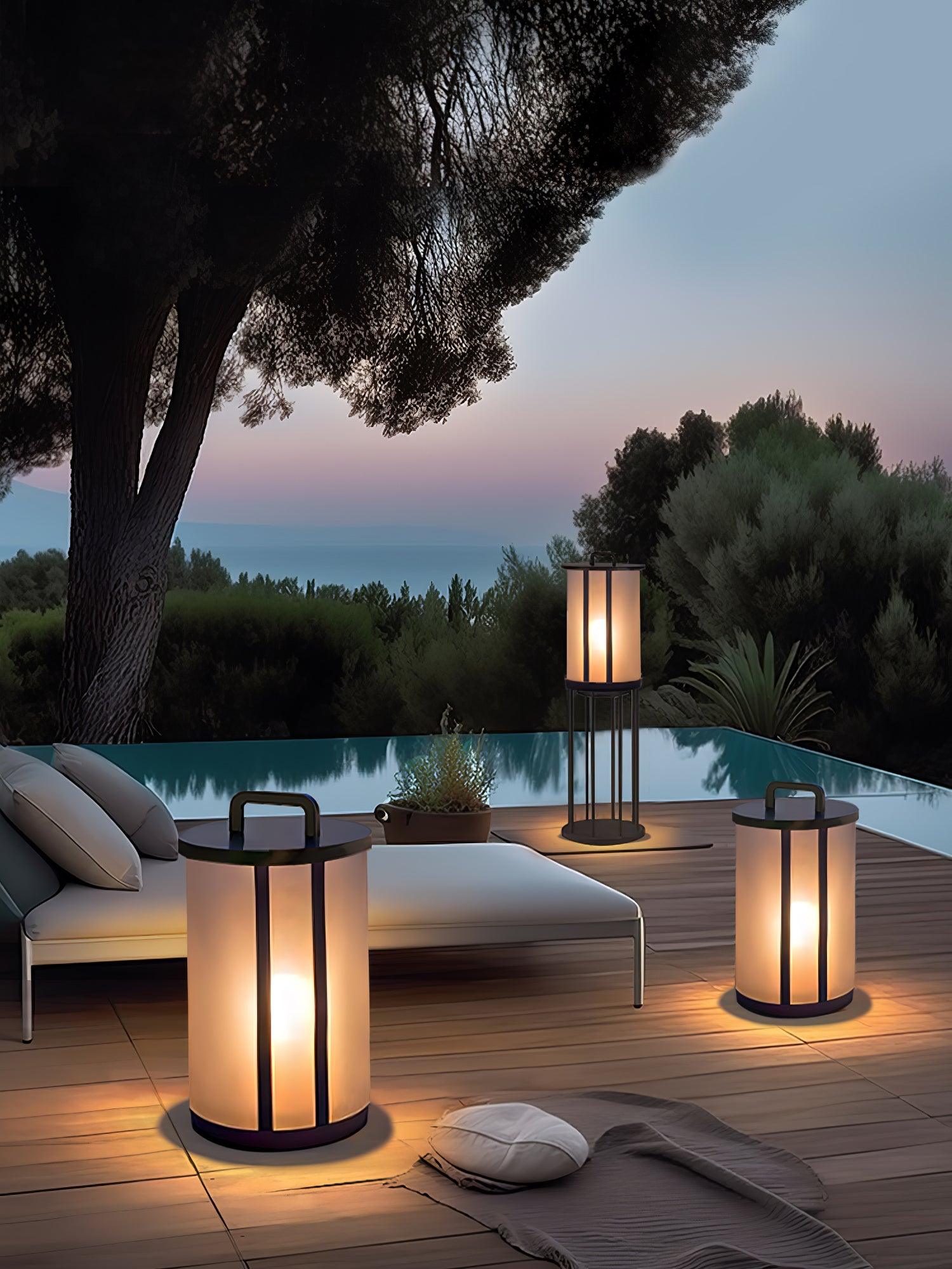 Round Pillar Acrylic Lantern Outdoor Lamp - Lumpaz