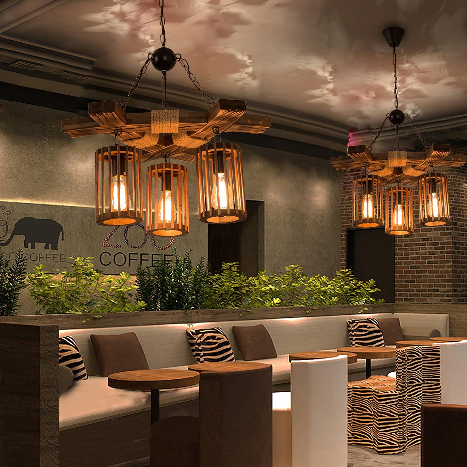 Retro Solid Wood Chandelier - Lumpaz