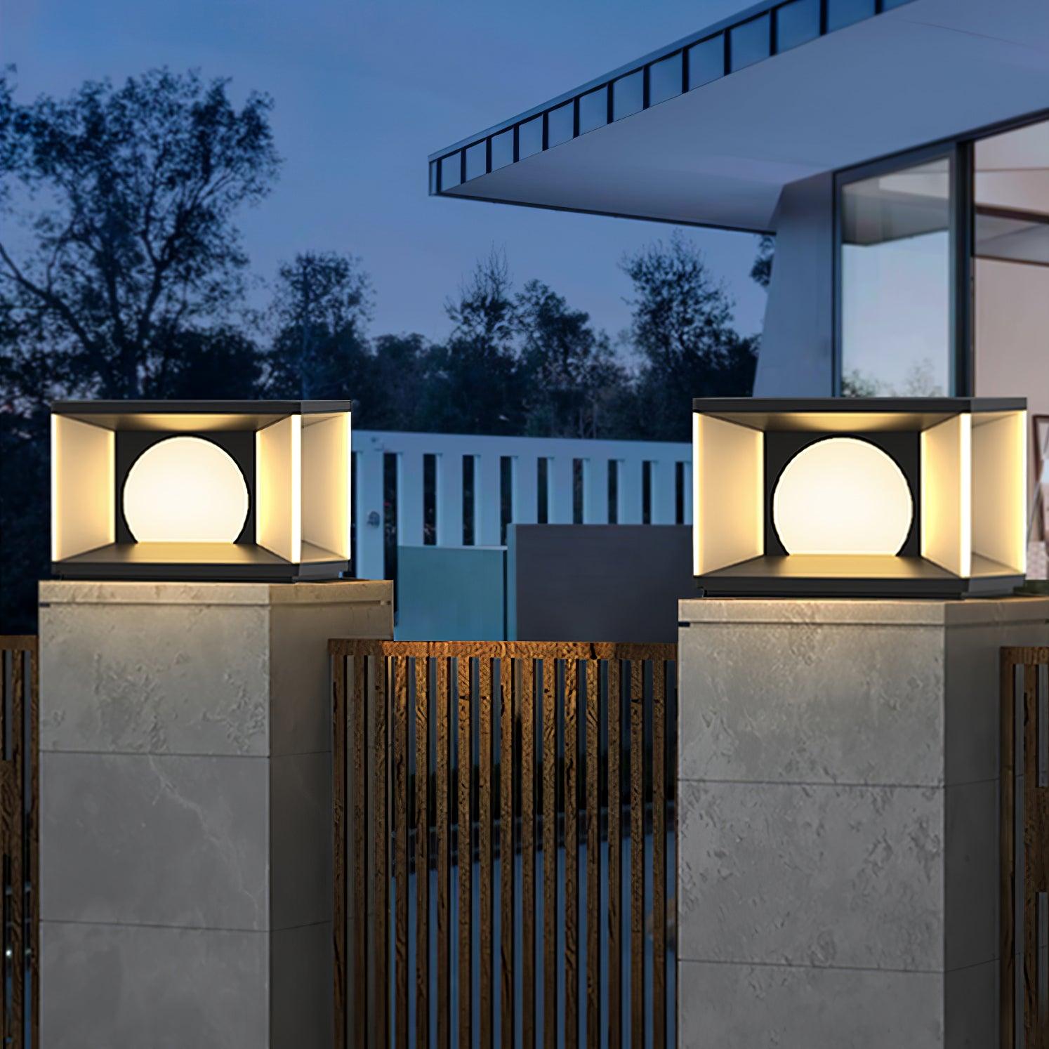 Eclipse Cube Outdoor Post Light - Lumpaz