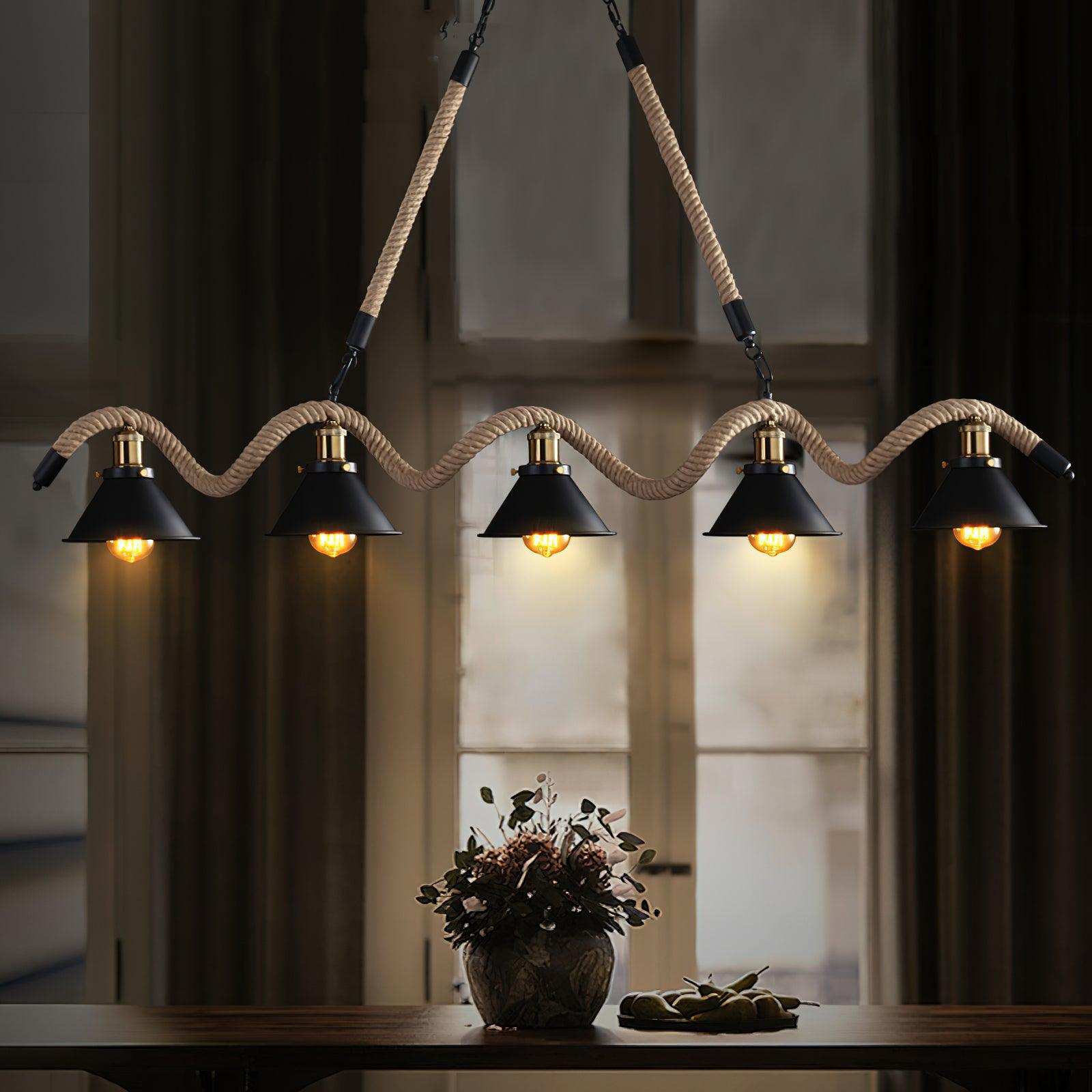 Hemp Rope Industrial Wave Chandelier - Lumpaz
