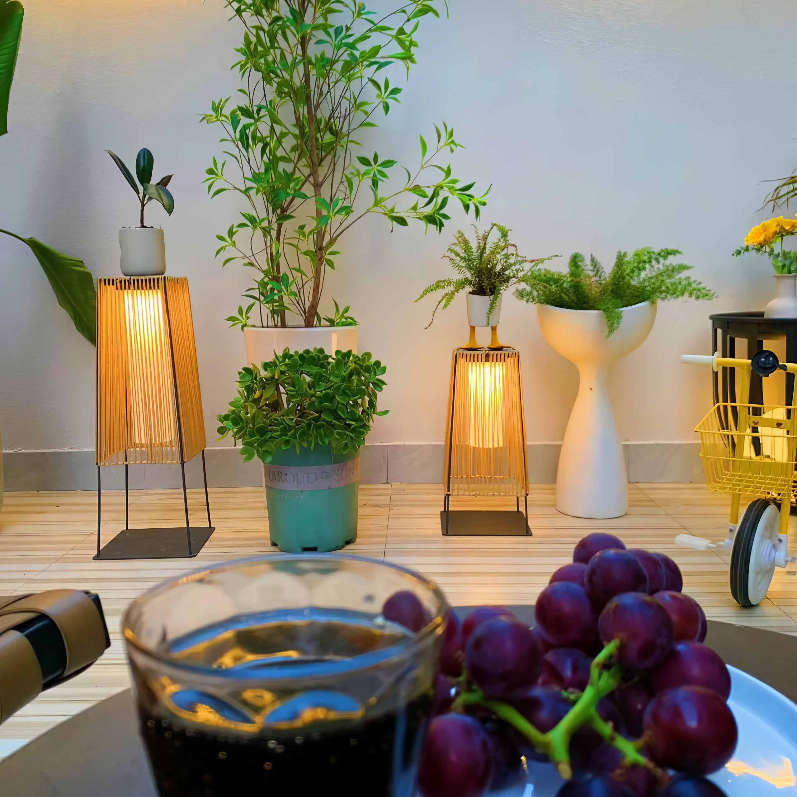 Plastic Rattan Outdoor Post Light with Solar Panel - Lumpaz