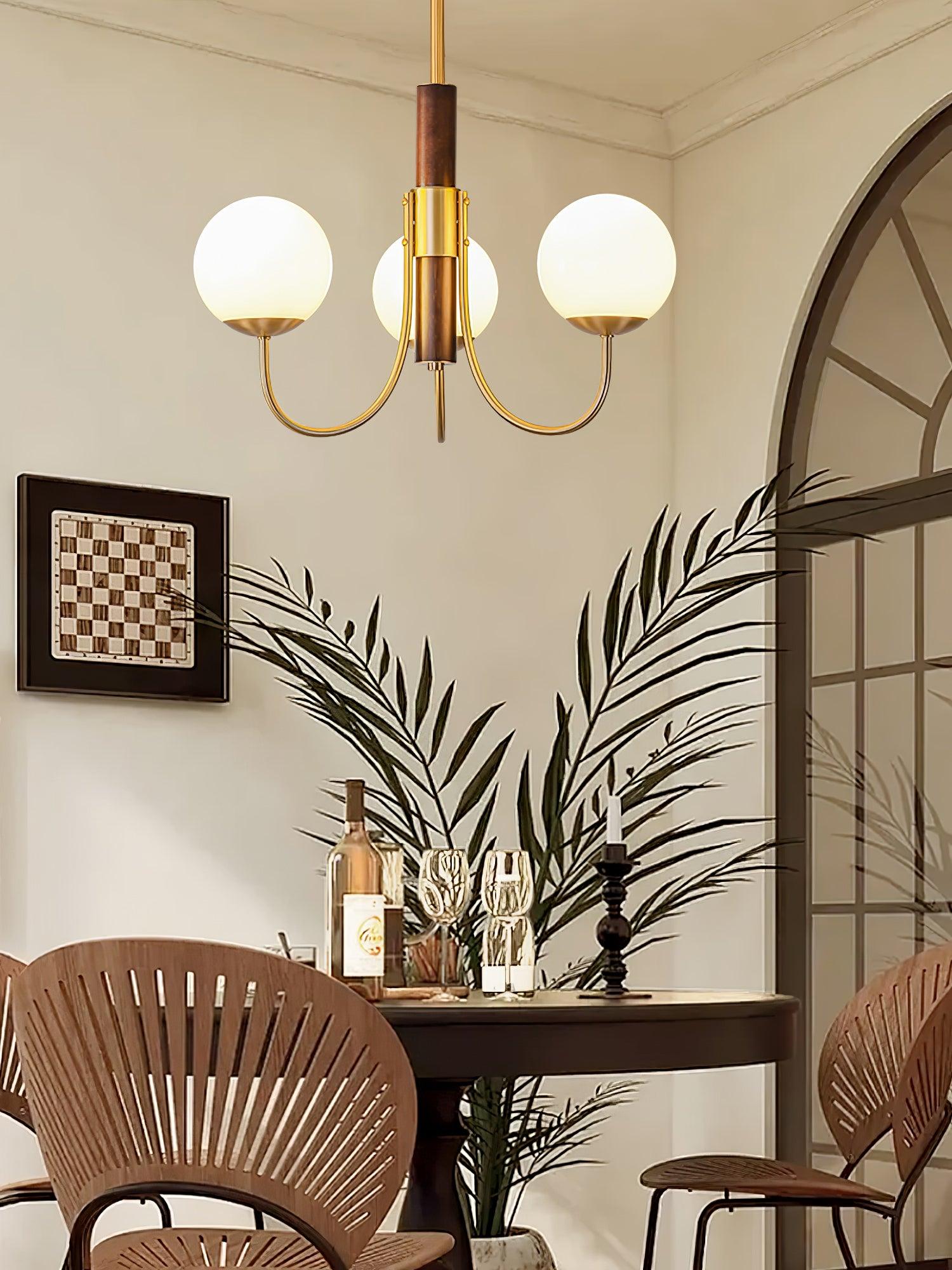 Midas Touch Walnut Sphere Chandelier - Lumpaz