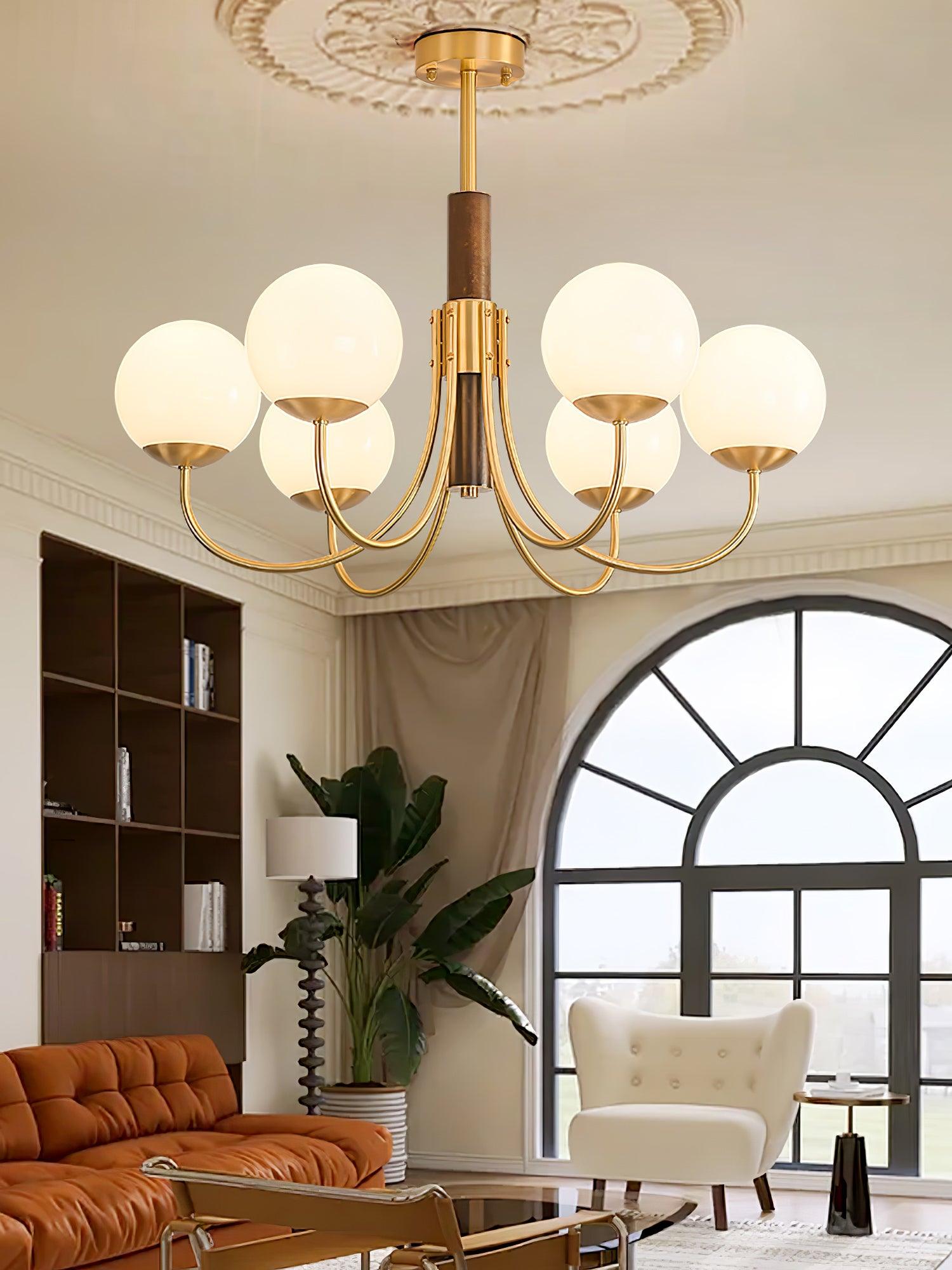 Midas Touch Walnut Sphere Chandelier - Lumpaz
