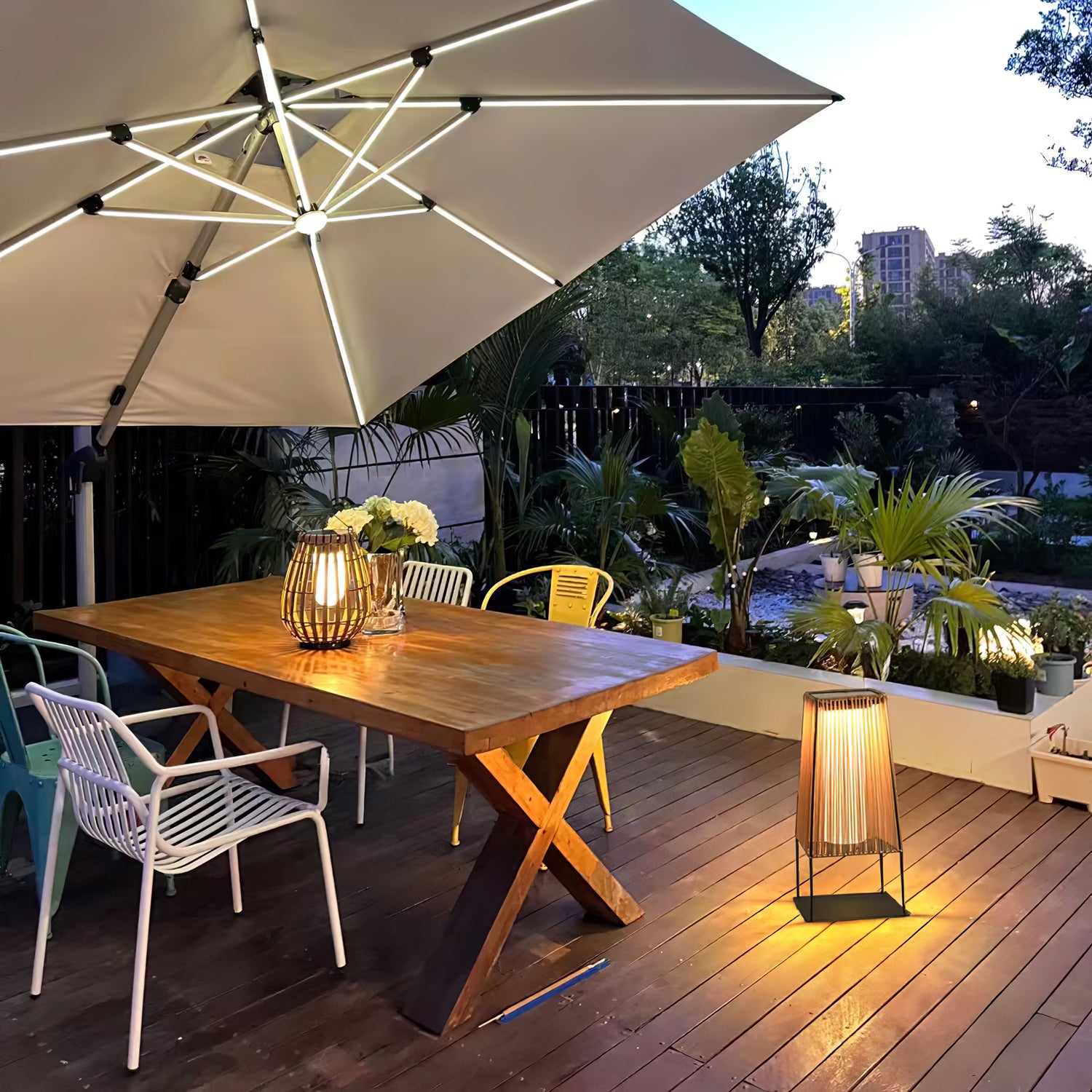 Plastic Rattan Outdoor Post Light with Solar Panel - Lumpaz