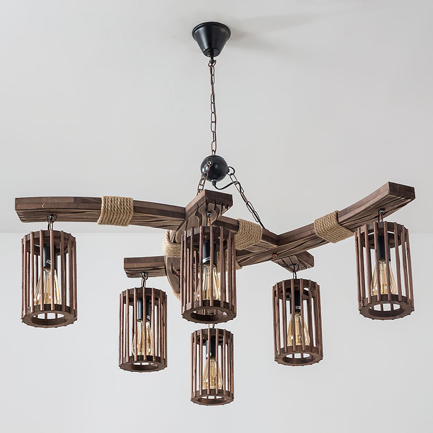Retro Solid Wood Chandelier - Lumpaz