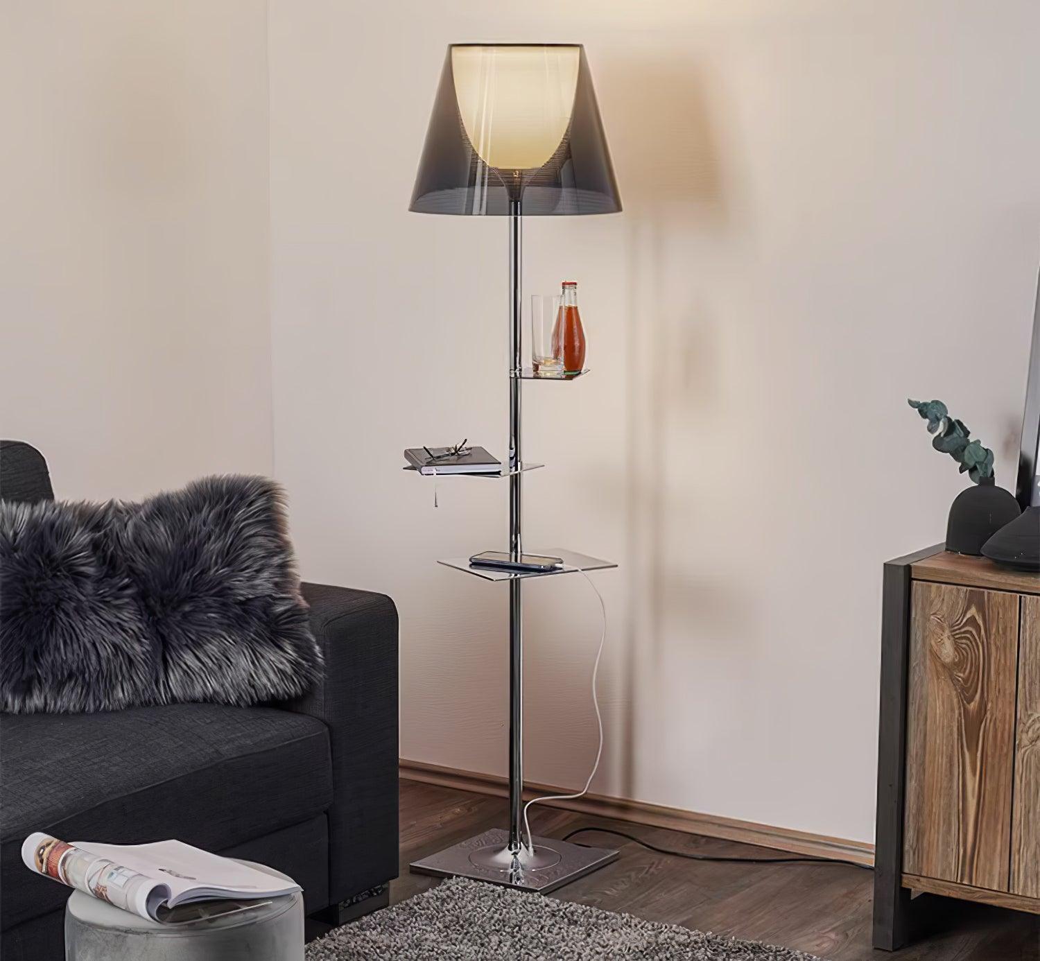 Chrome Prism Side Table Floor Lamp - Lumpaz