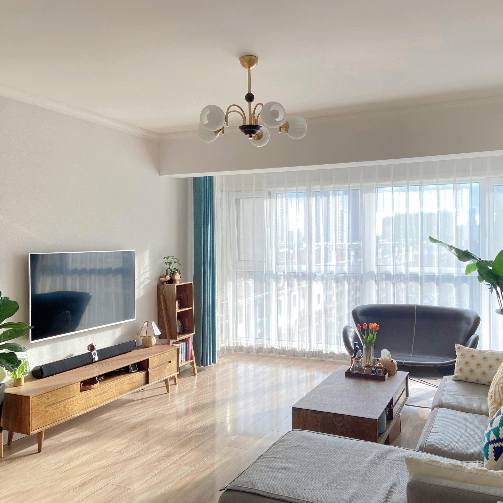 Sculptural Glass Ribbed Chandelier - Lumpaz