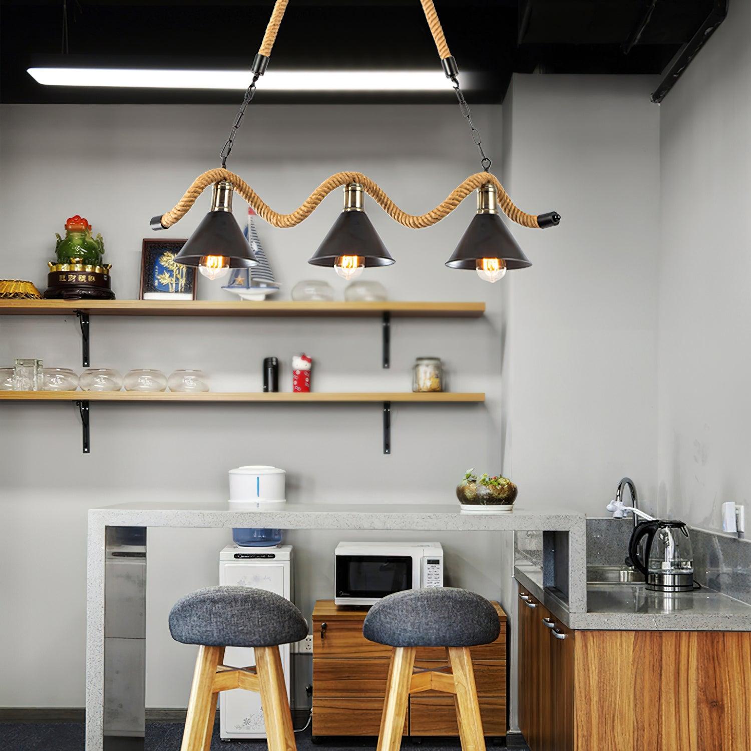 Hemp Rope Industrial Wave Chandelier - Lumpaz