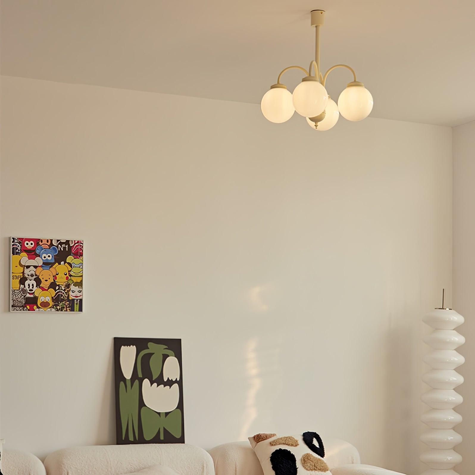Cream Glass Sphere Chandelier - Lumpaz