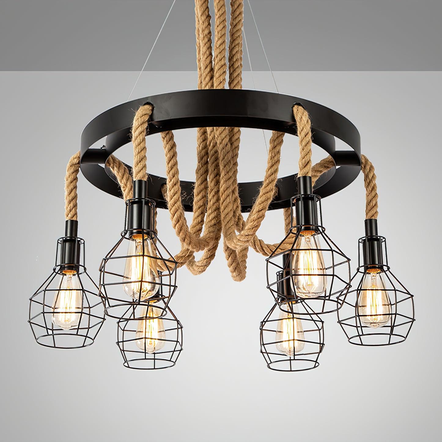 Hemp Rope Industrial Starfall Chandelier - Lumpaz