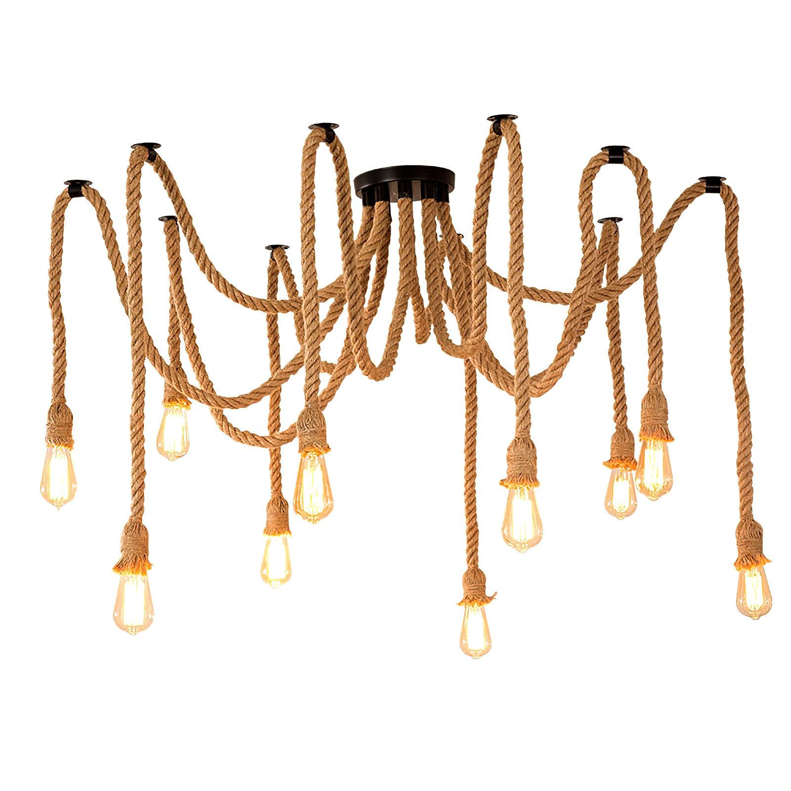 Hemp Rope Scattered Flower Chandelier - Lumpaz