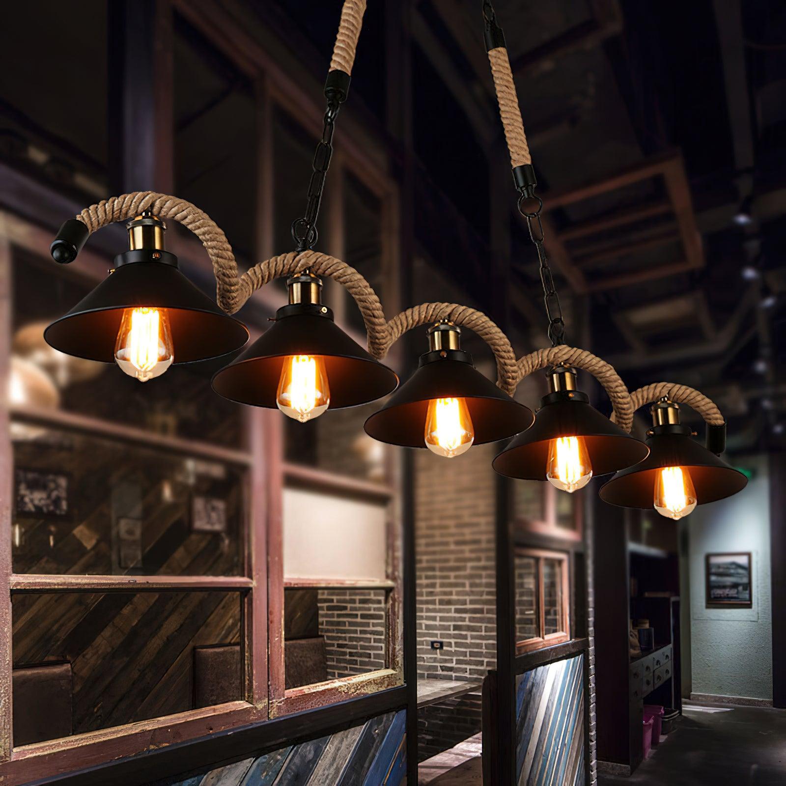 Hemp Rope Industrial Wave Chandelier - Lumpaz