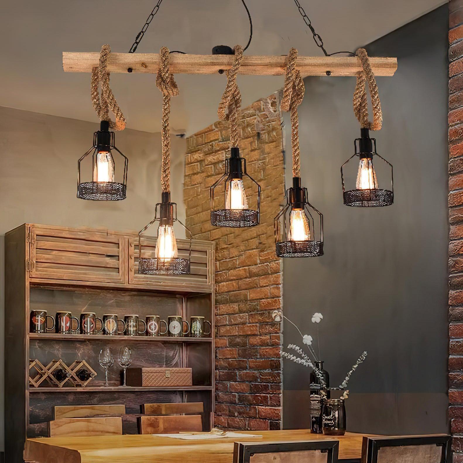 Hemp Rope Industrial Grenade Chandelier - Lumpaz