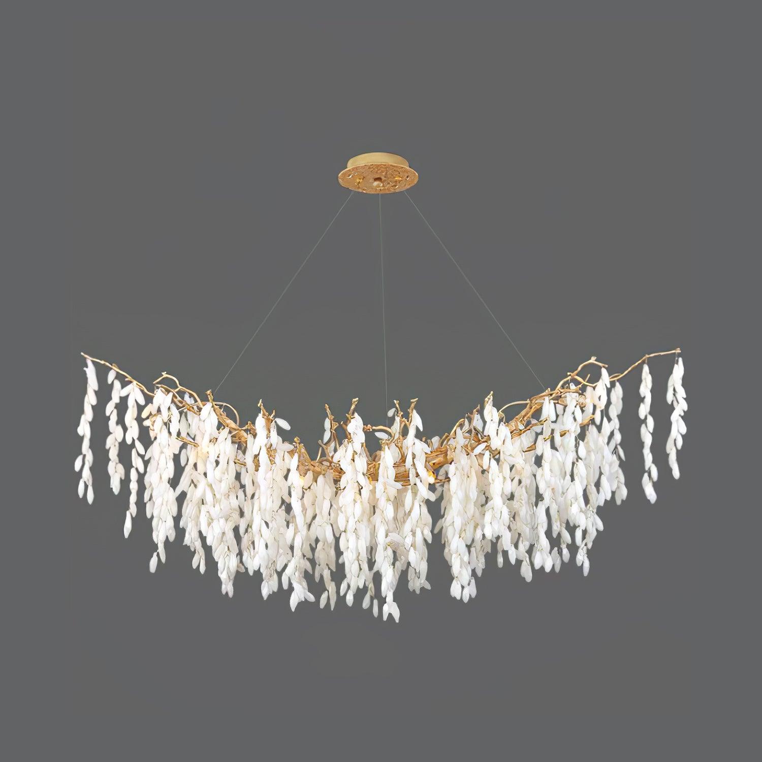 White Jade Branch Brass Chandelier - Lumpaz