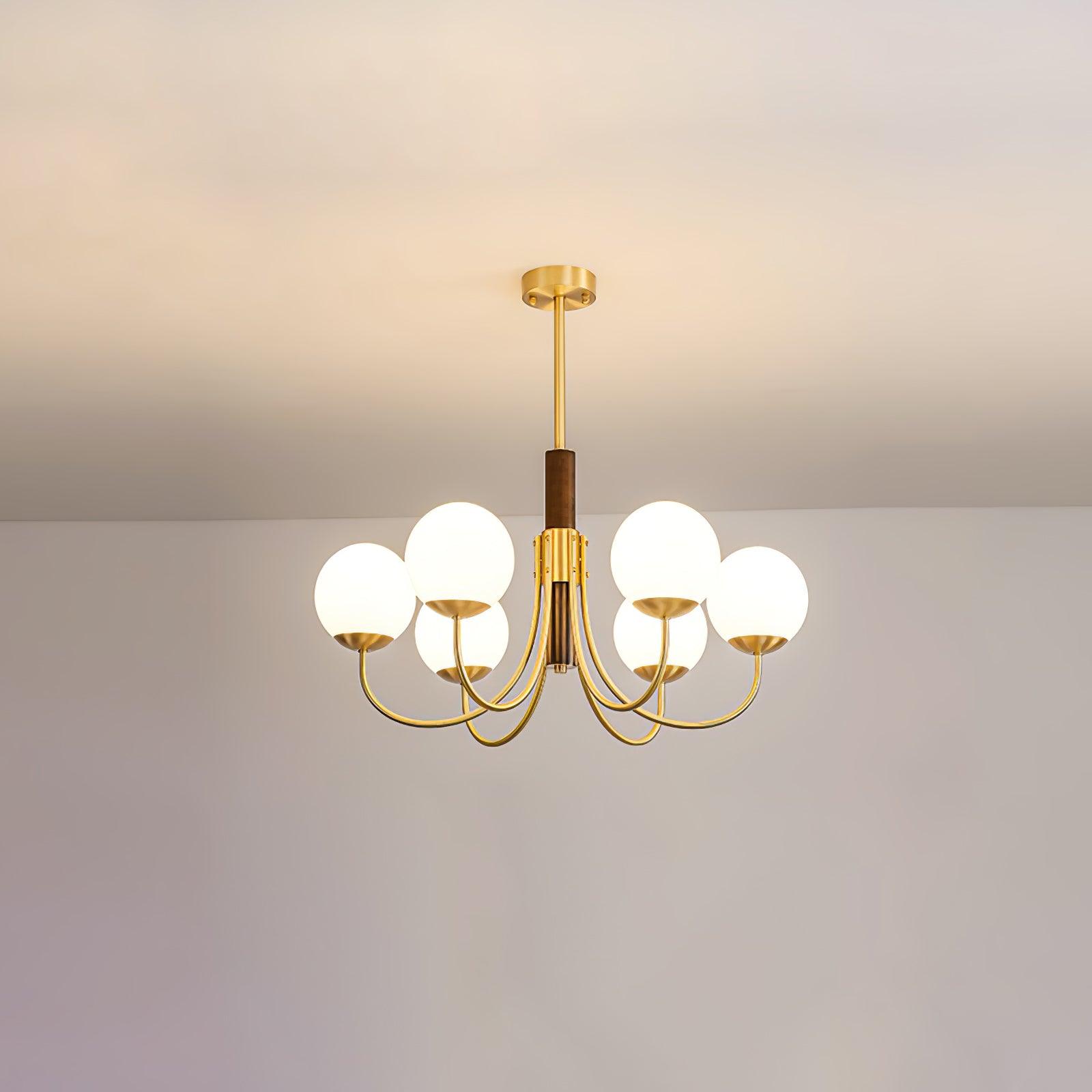 Midas Touch Walnut Sphere Chandelier - Lumpaz