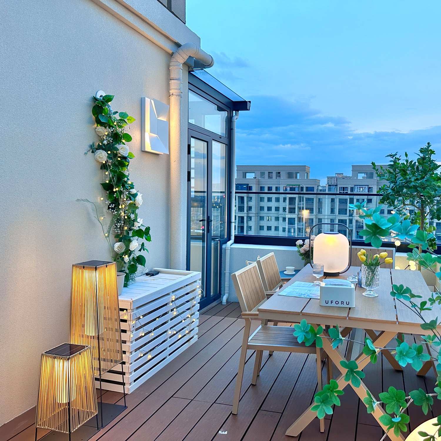 Plastic Rattan Outdoor Post Light with Solar Panel - Lumpaz