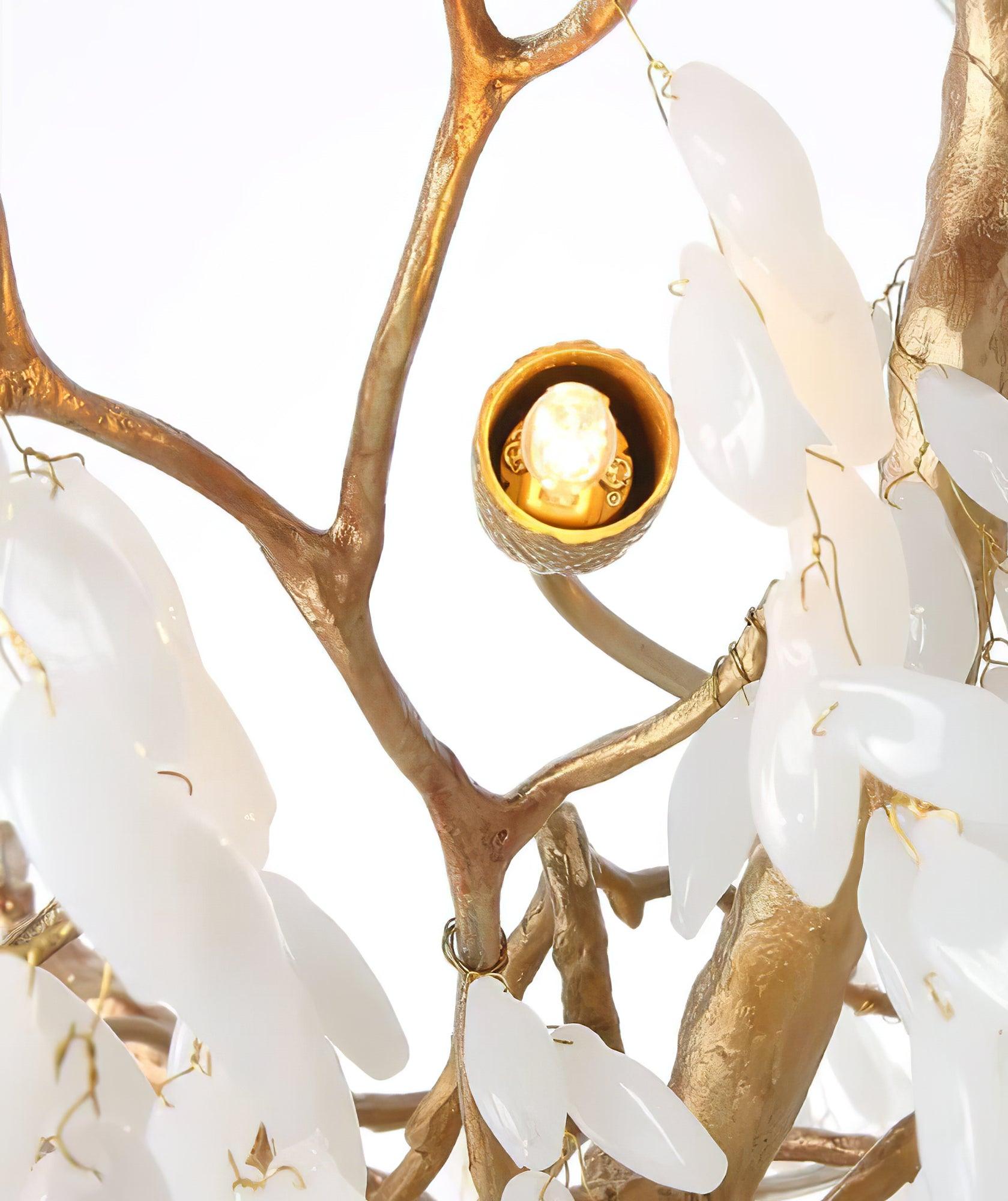 White Jade Branch Brass Chandelier - Lumpaz