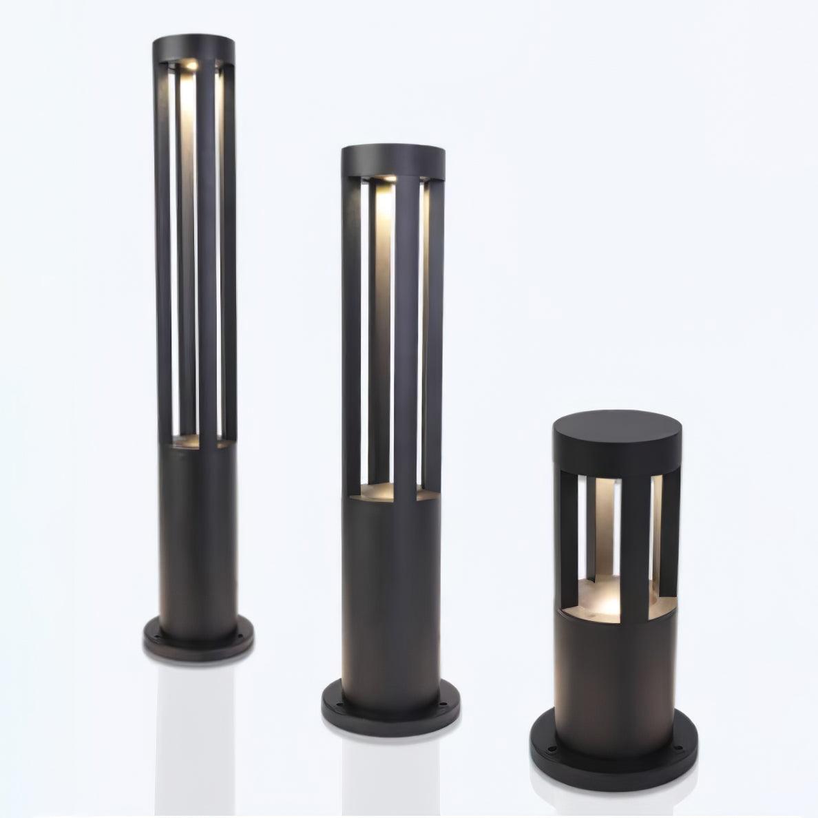 Black Cylindrical Garden Outdoor Light with Solar Panel - Lumpaz