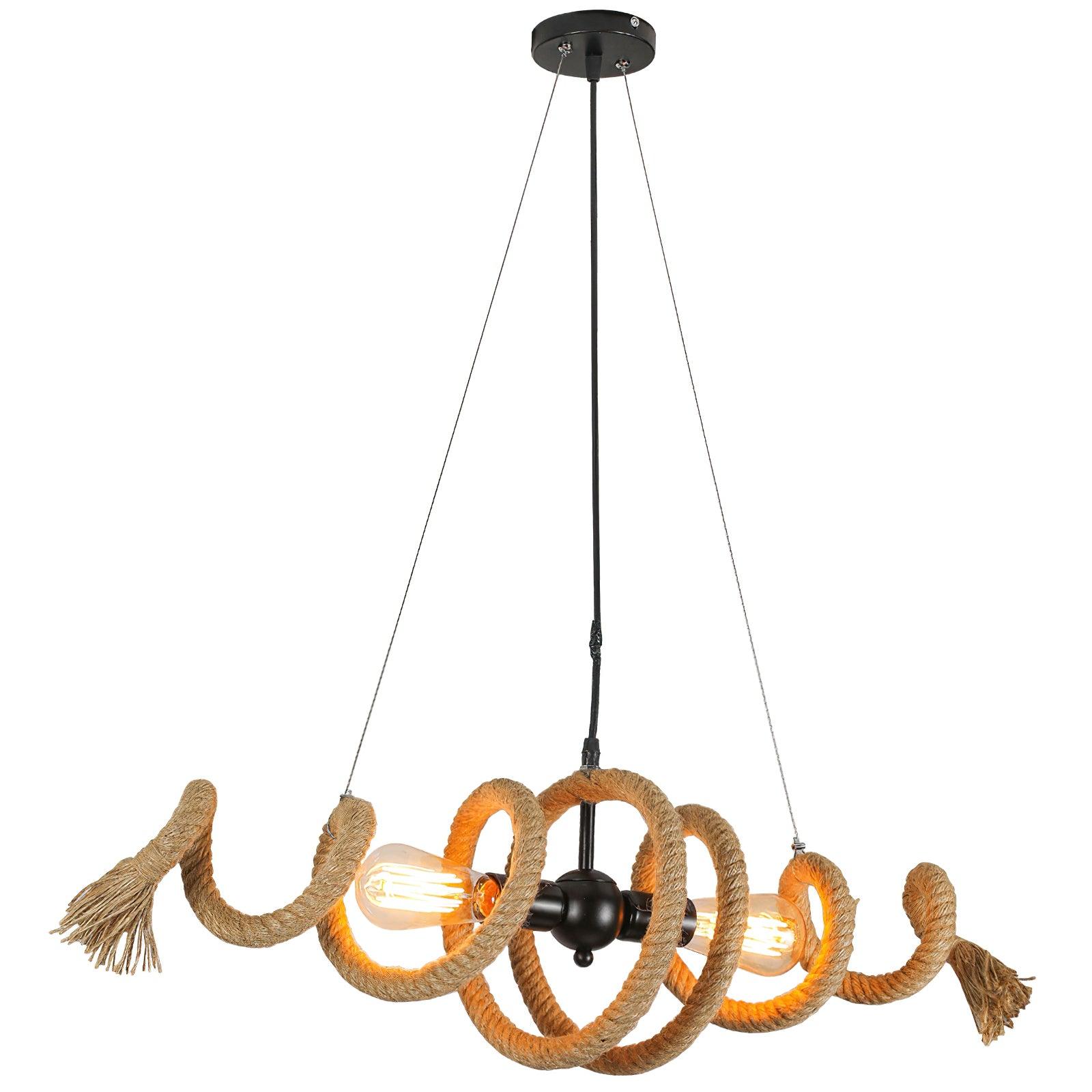 Hemp Rope Industrial Spiral Chandelier - Lumpaz