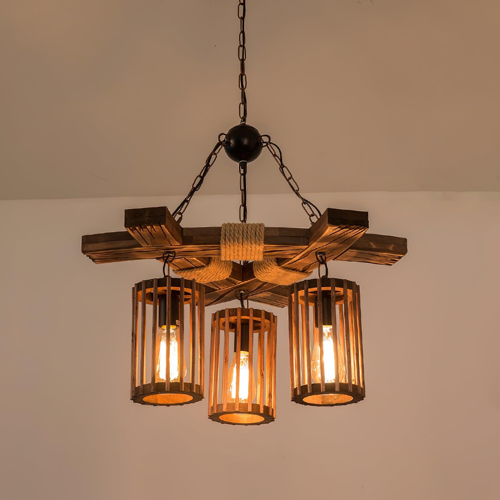 Retro Solid Wood Chandelier - Lumpaz