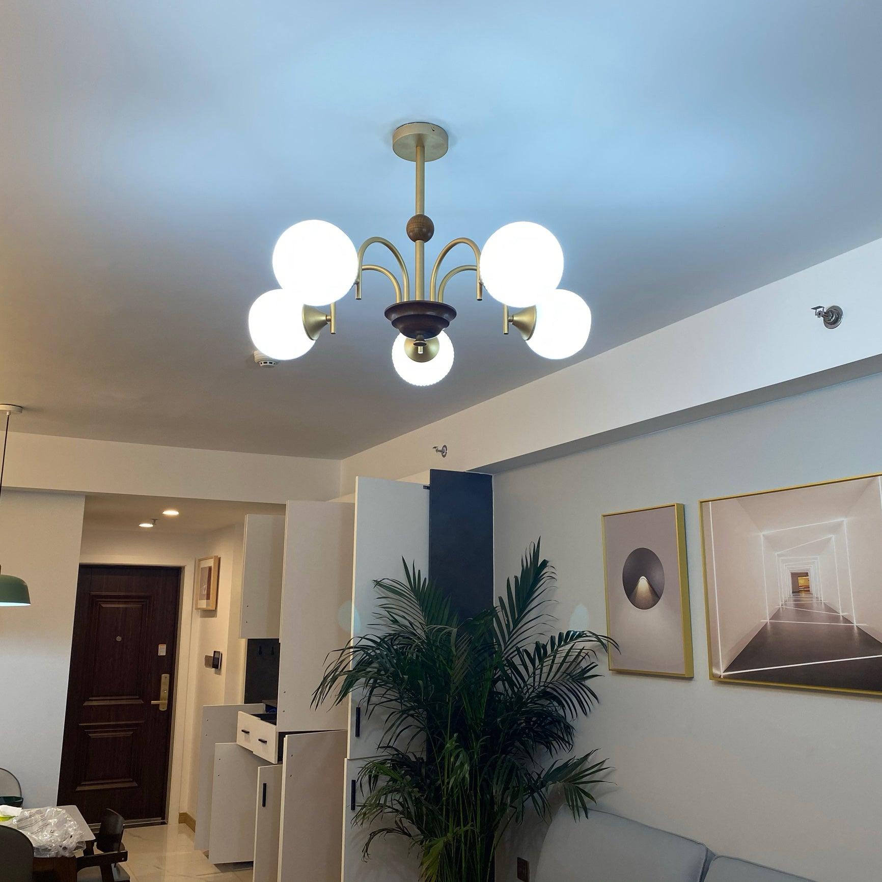 Sculptural Glass Ribbed Chandelier - Lumpaz