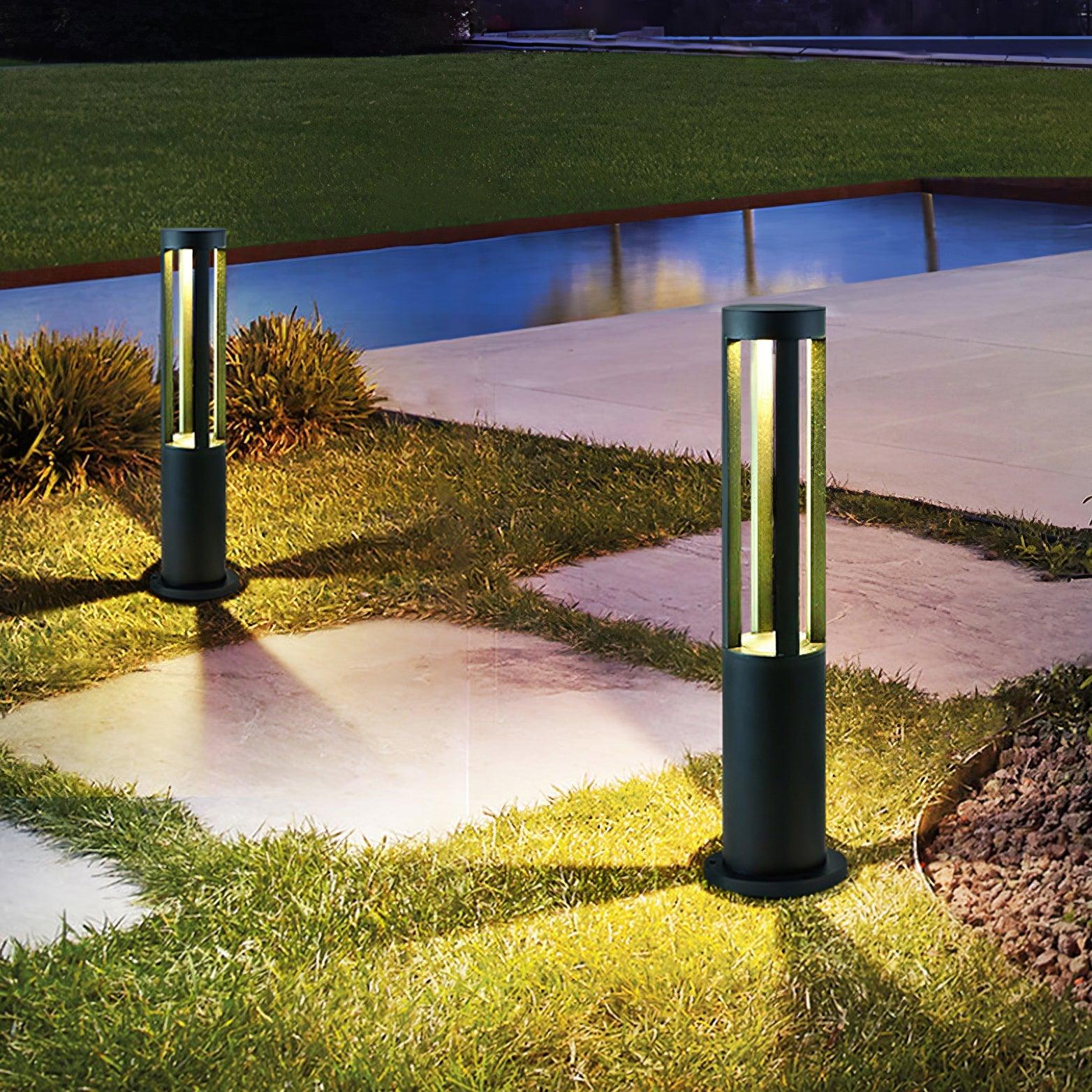 Black Cylindrical Garden Outdoor Light with Solar Panel - Lumpaz