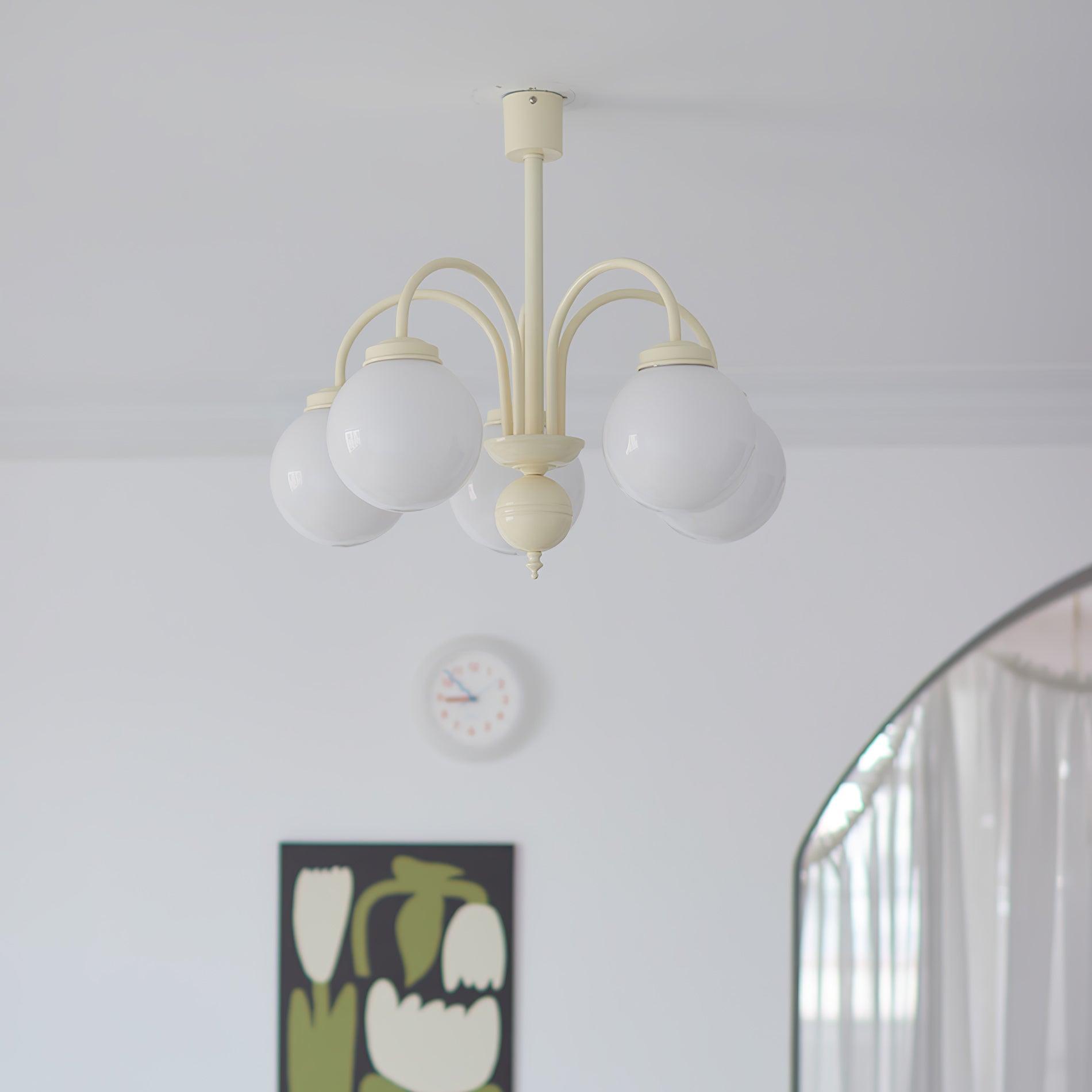 Cream Glass Sphere Chandelier - Lumpaz