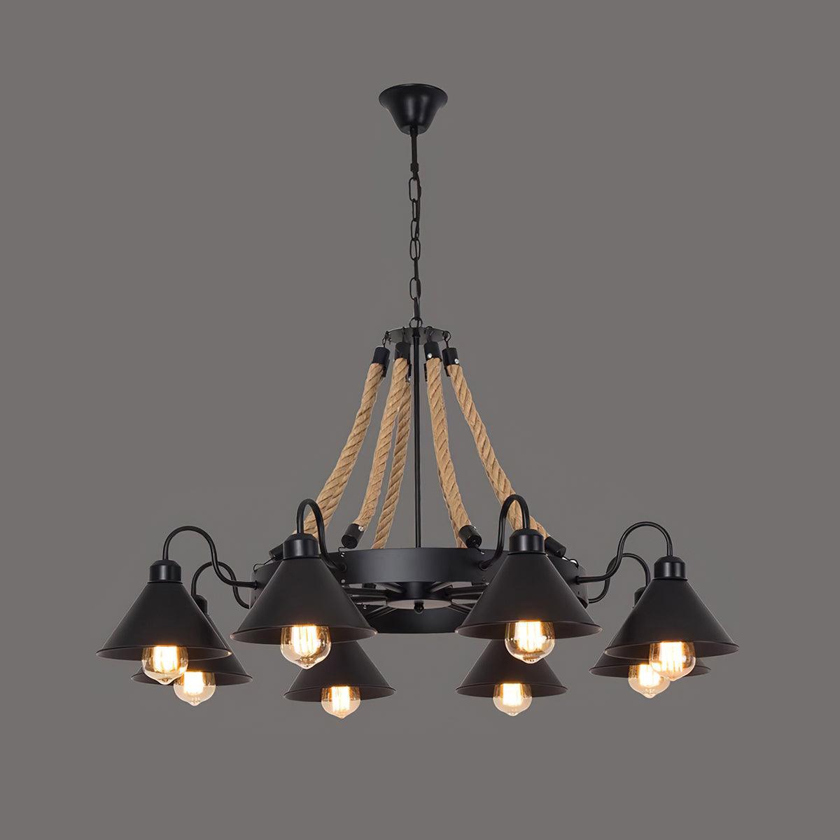 Hemp Rope Industrial Horn Chandelier - Lumpaz