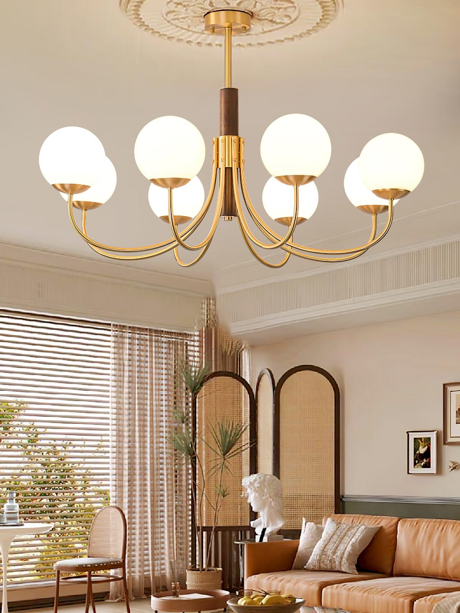 Midas Touch Walnut Sphere Chandelier - Lumpaz