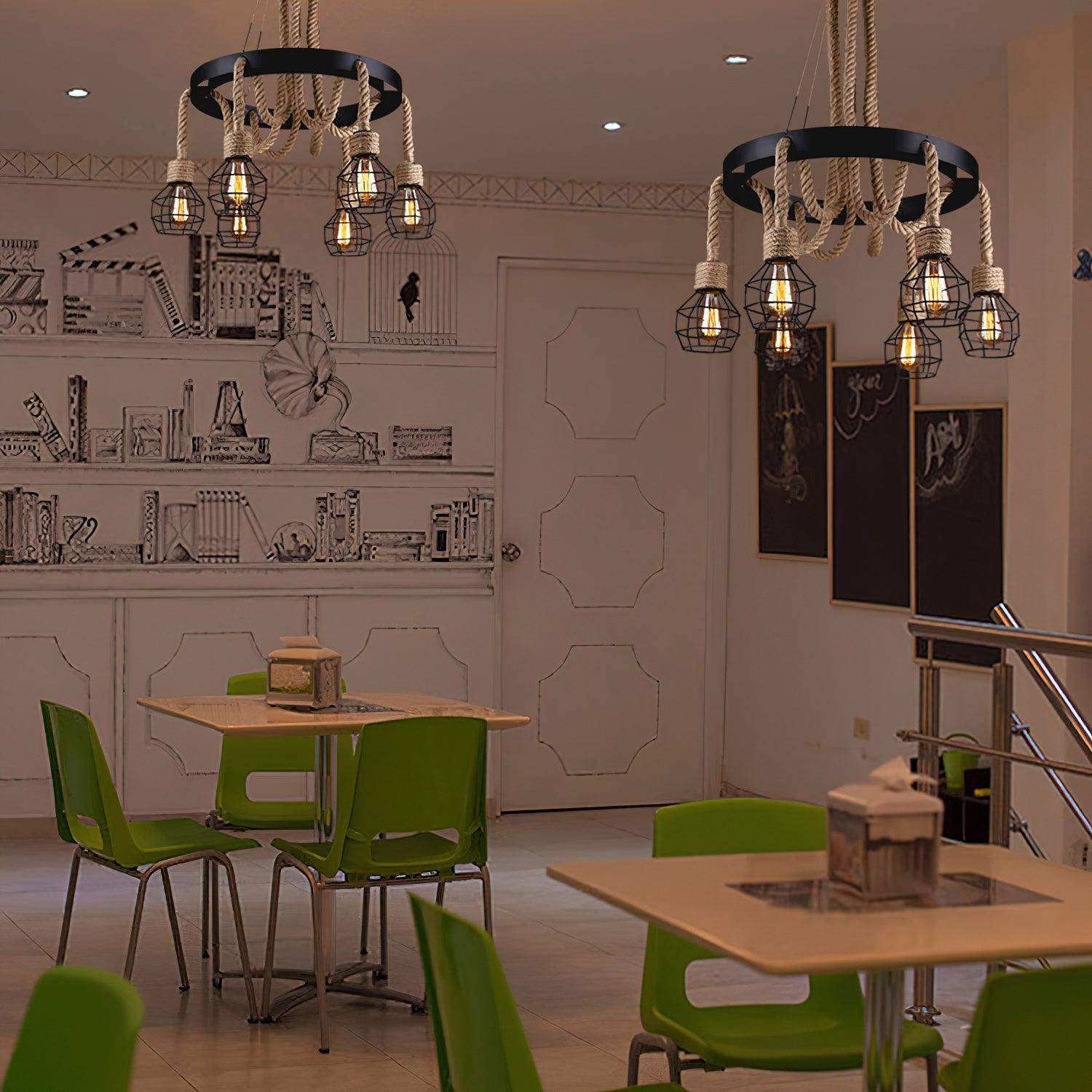 Hemp Rope Industrial Starfall Chandelier - Lumpaz