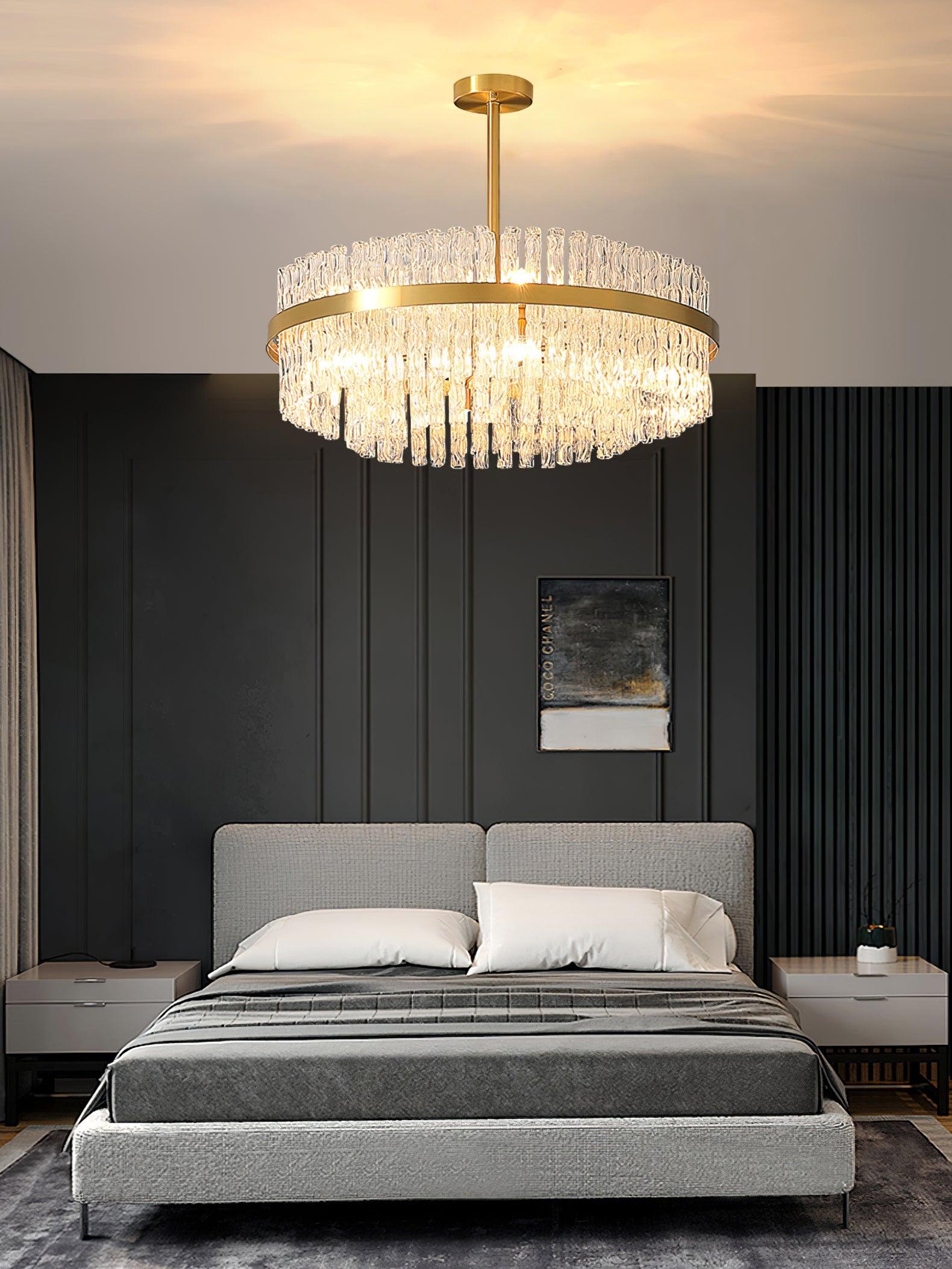 Gold & Clear Rod Chandelier - Lumpaz