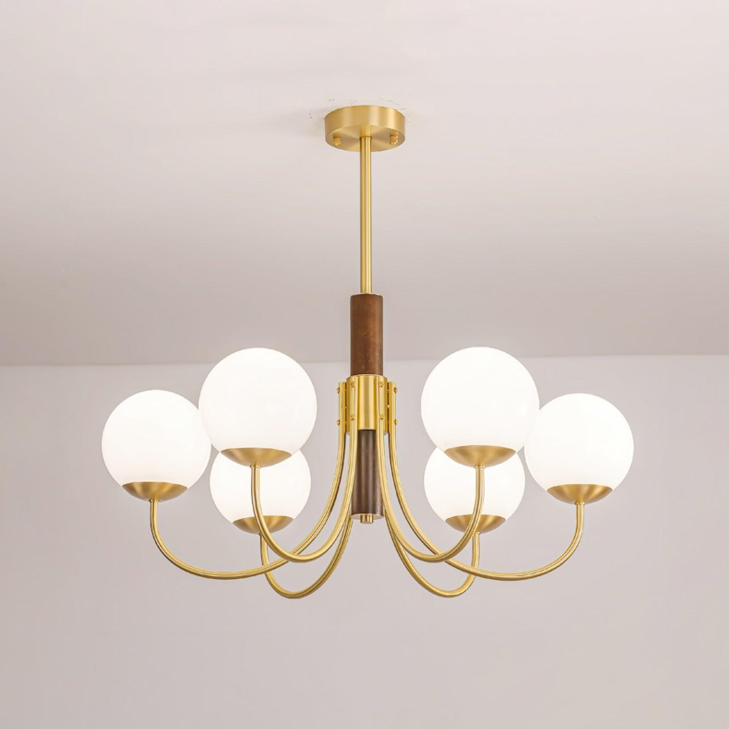Midas Touch Walnut Sphere Chandelier - Lumpaz