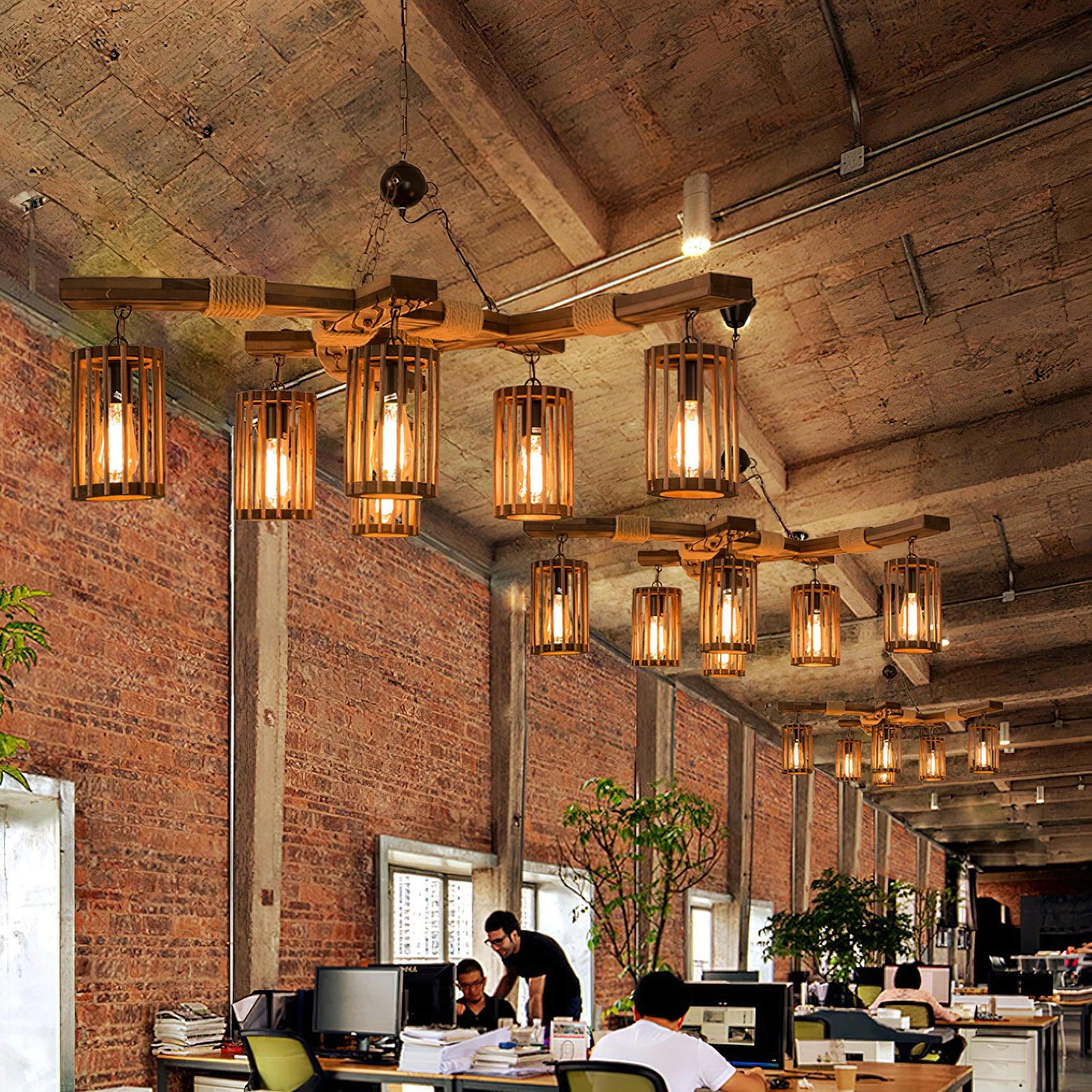 Retro Solid Wood Chandelier - Lumpaz