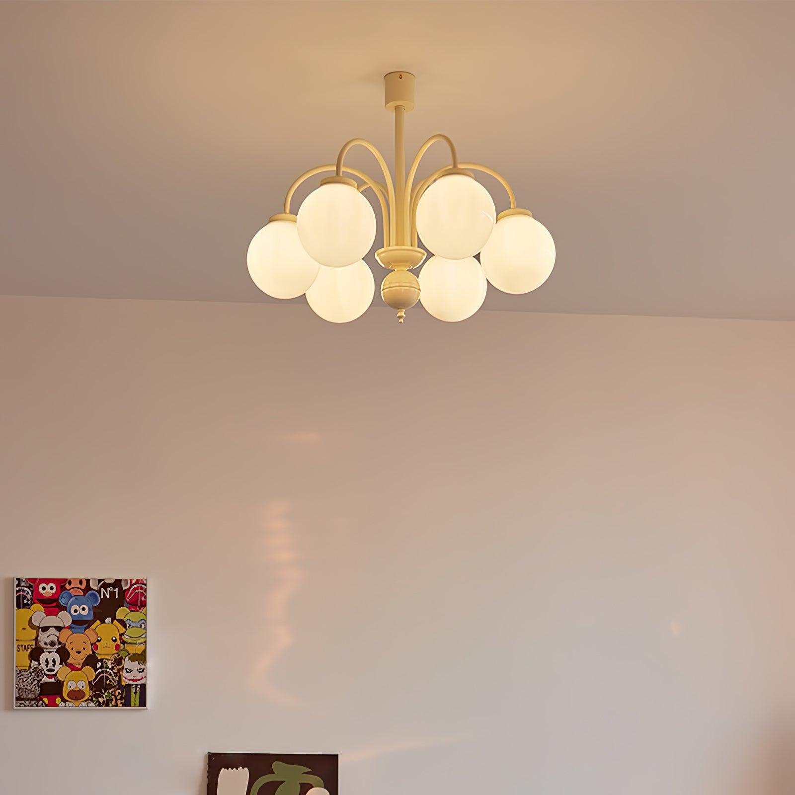 Cream Glass Sphere Chandelier - Lumpaz