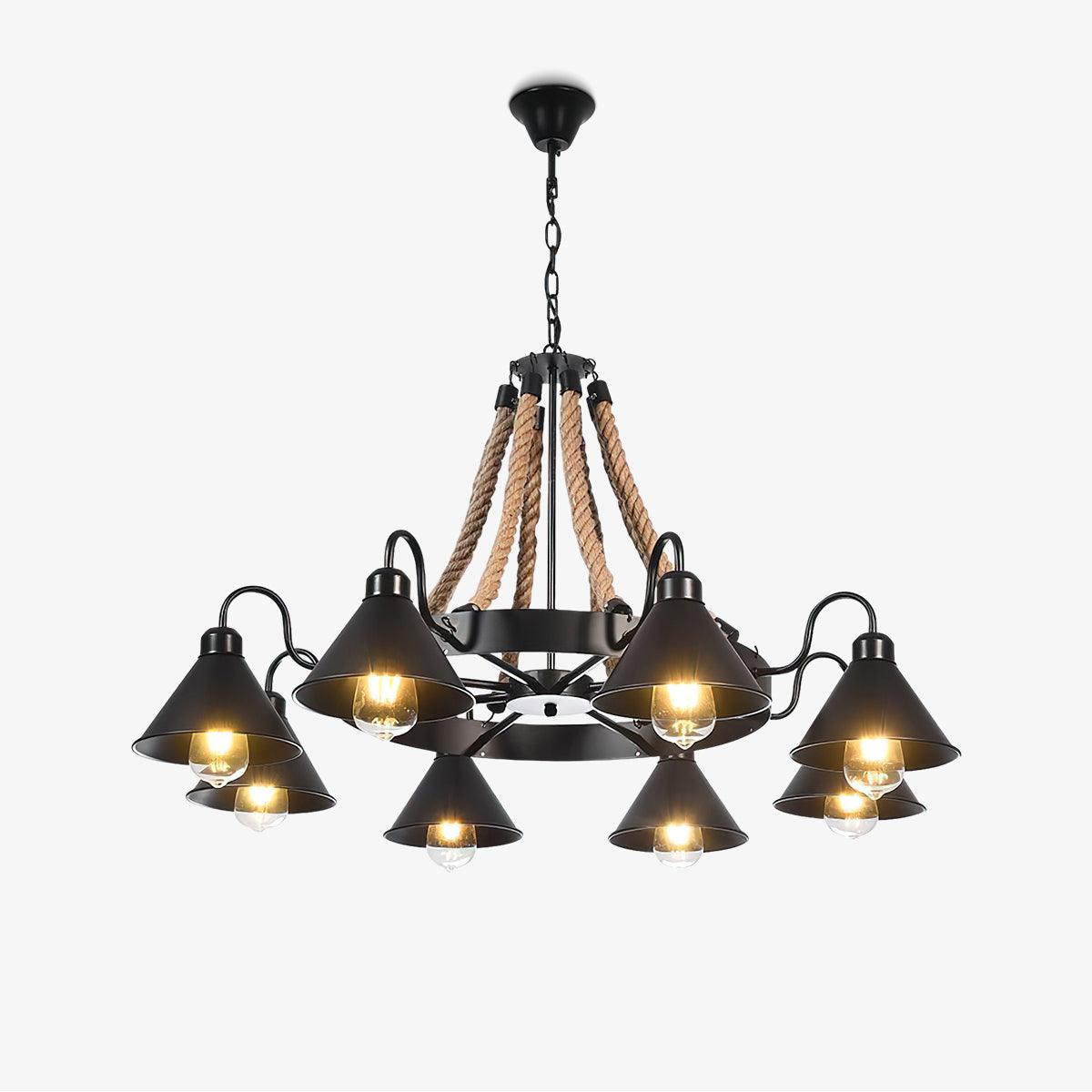 Hemp Rope Industrial Horn Chandelier - Lumpaz