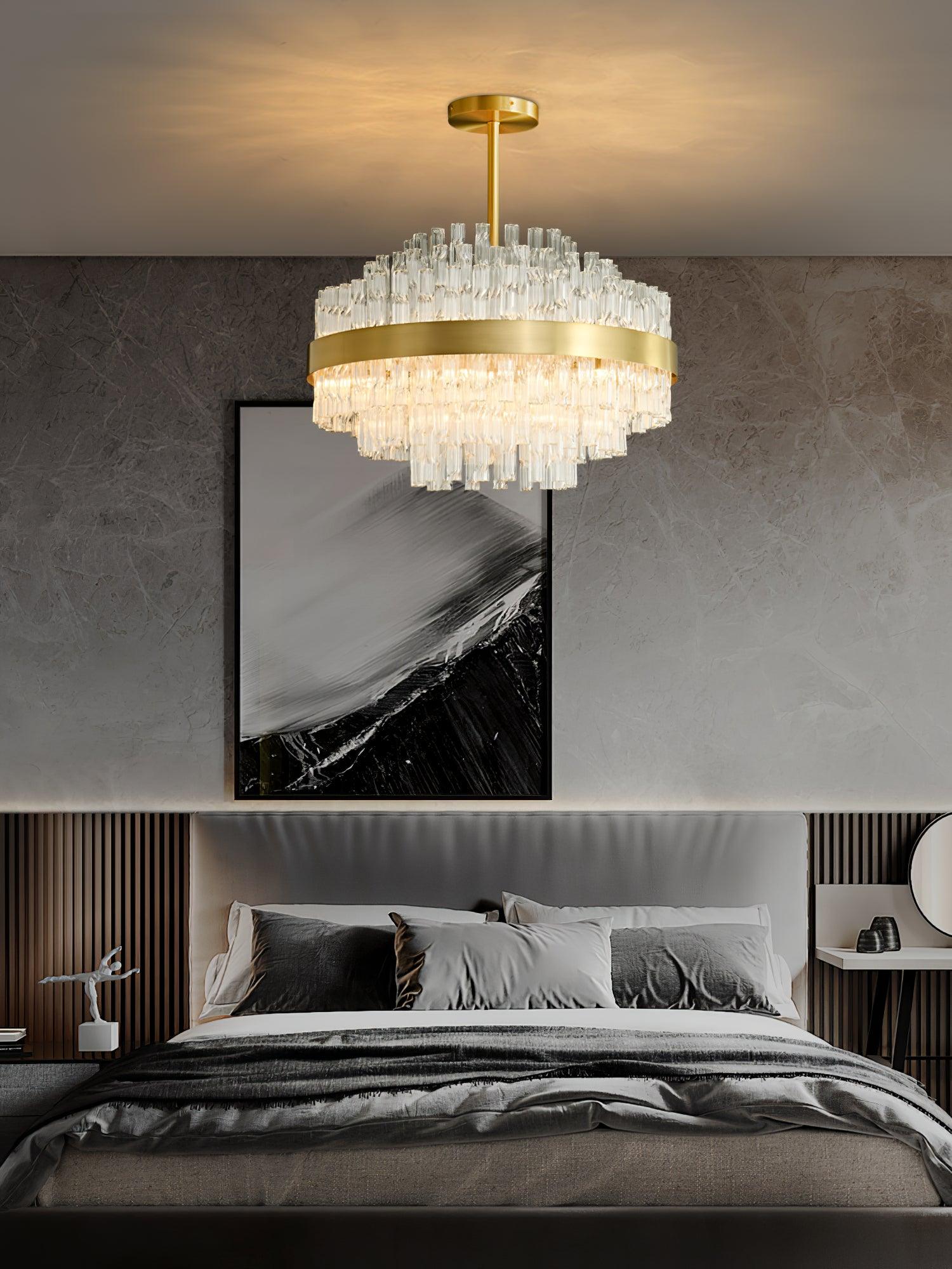 Gold & Clear Rod Chandelier - Lumpaz