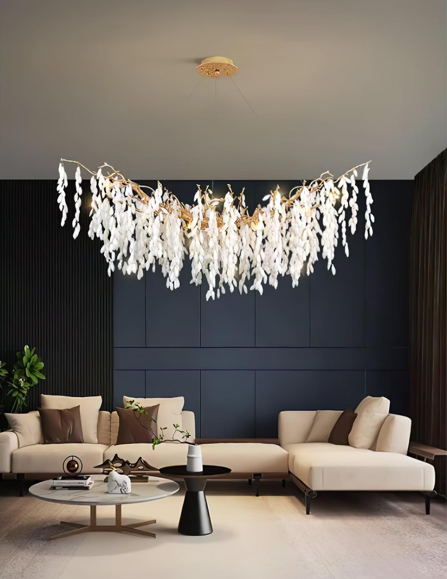 White Jade Branch Brass Chandelier - Lumpaz