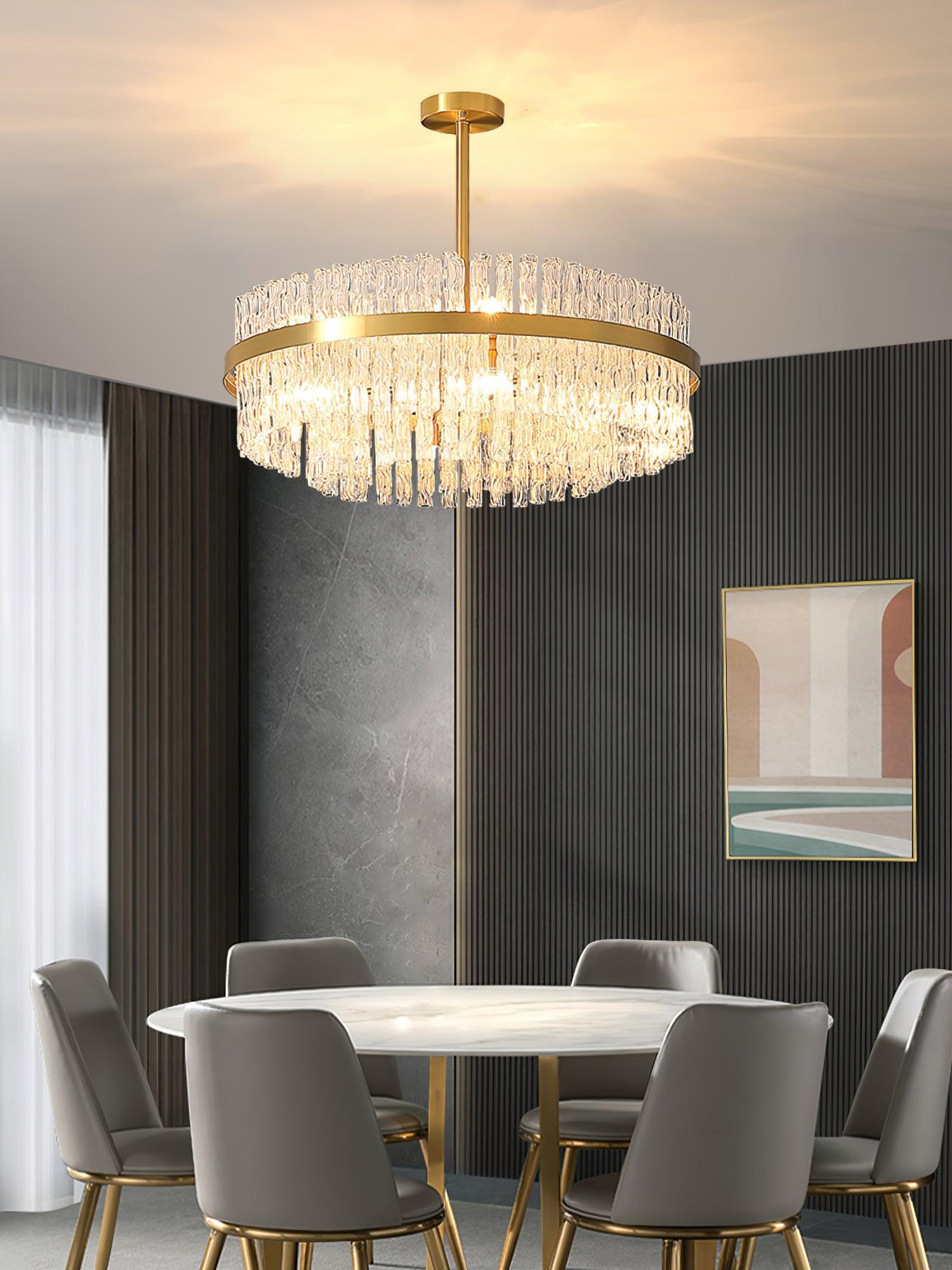 Gold & Clear Rod Chandelier - Lumpaz